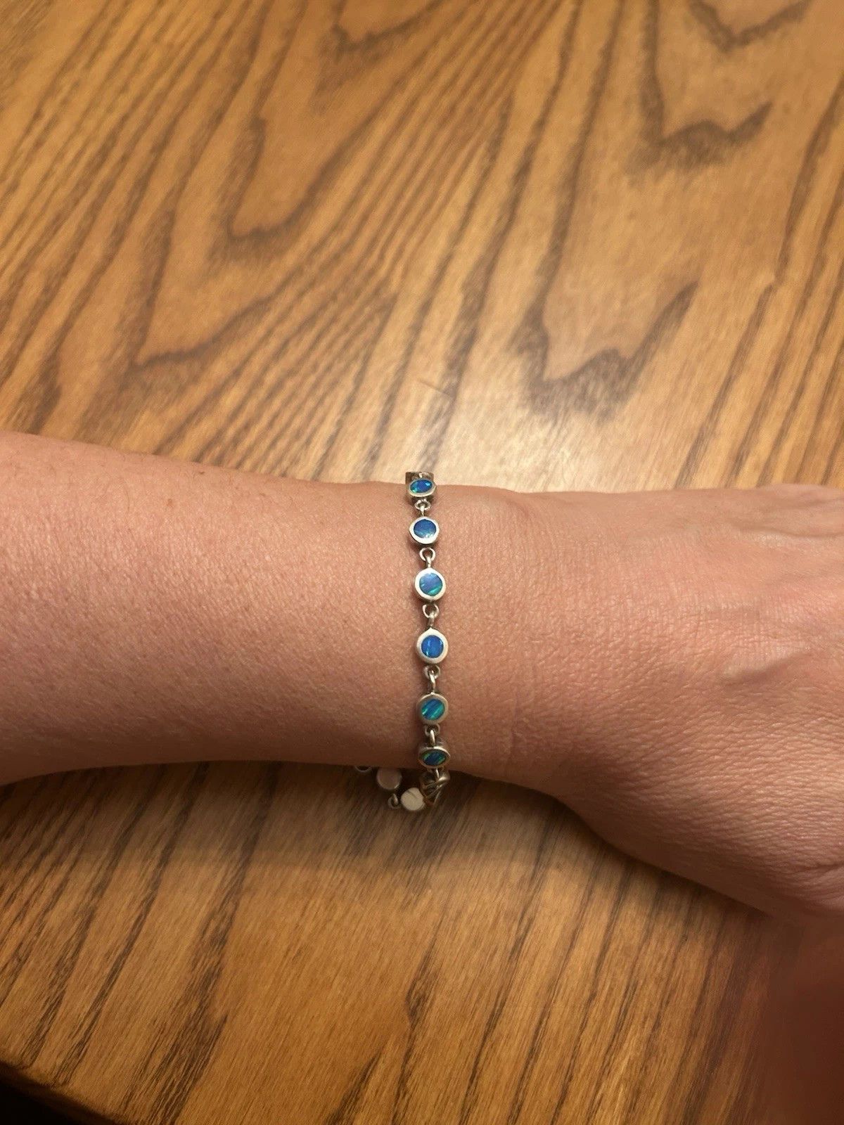 Sterling Silver Sterling Silver Tennis Bracelet Blue Fire Opal 7" Size ONE SIZE - 6 Thumbnail