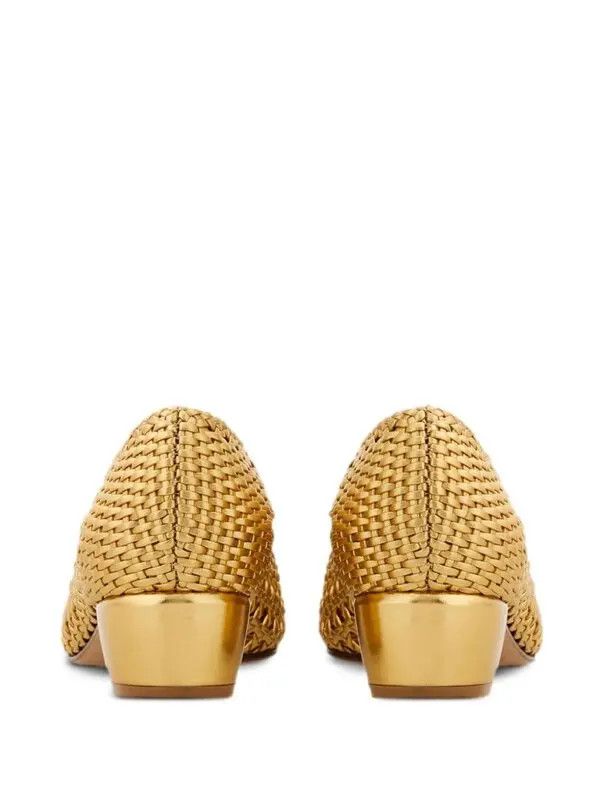 Salvatore Ferragamo o1s1rm0924 Vara Woven Pumps in Gold Size US 5.5 / IT 35.5 - 3 Thumbnail