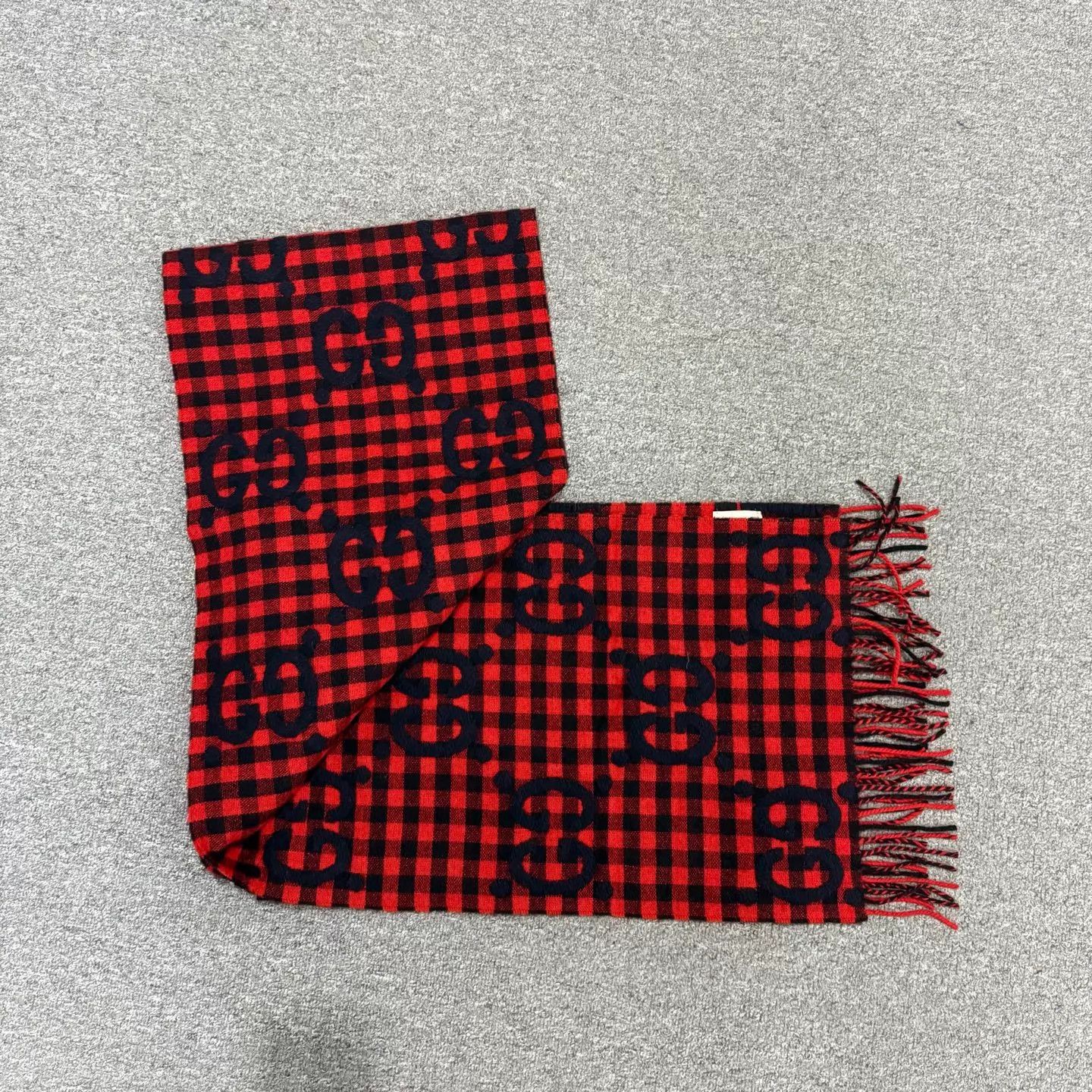Gucci Gucci Red Black Gingham Wool NWT Scarf 240x35 Size ONE SIZE - 3 Thumbnail
