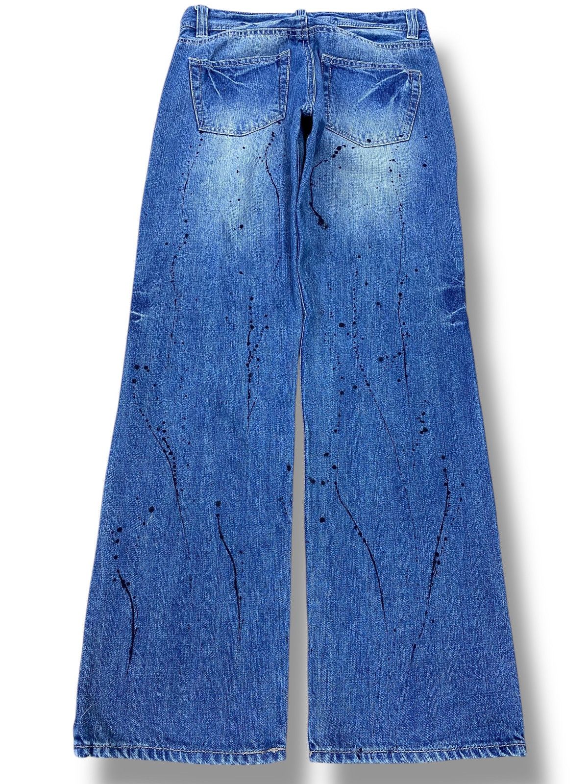 Japanese Brand Japanese Brand Distressed Splash Paint Straight Leg Jeans Size US 28 / EU 44 - 3 Thumbnail