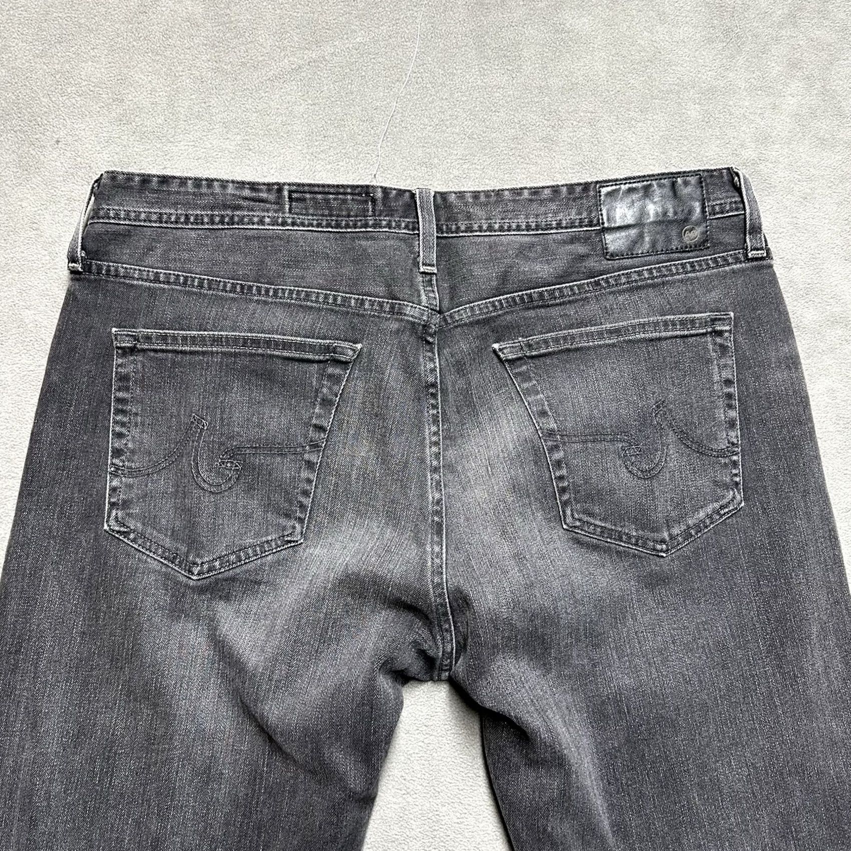 Denime AG The Graduate Jeans Mens 36R Gray Denim Straight 5-Pocket 28 Inseam 11 Rise Tailored Leg Cotton Blend Dark Wash Size US 36 / EU 52 - 4 Thumbnail