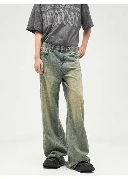 Jean Faded blue faded bootcut flared grunge damaged jeans Size US 32 / EU 48 - 4 Thumbnail