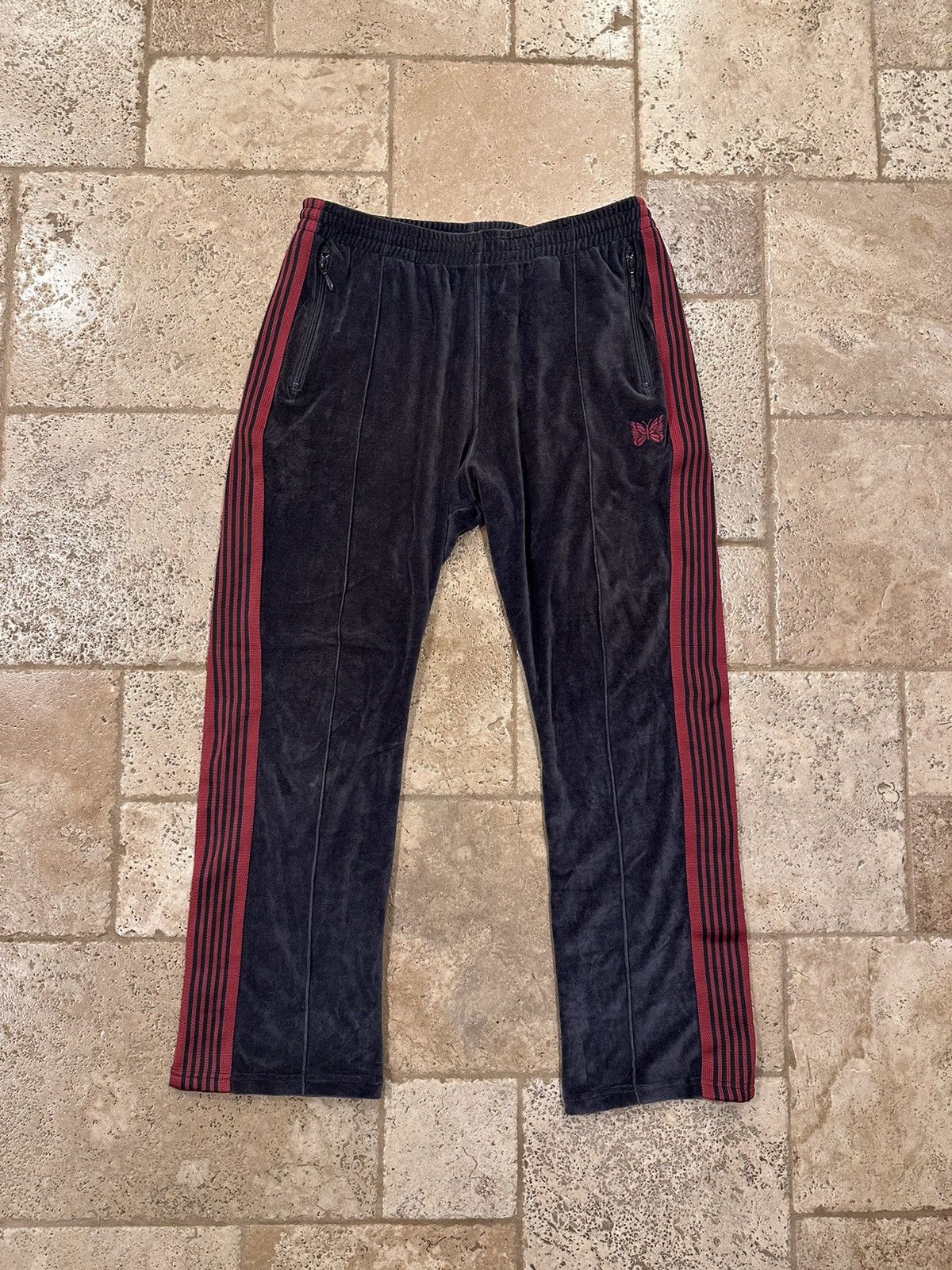 Needles Track Pants Black Red | Grailed