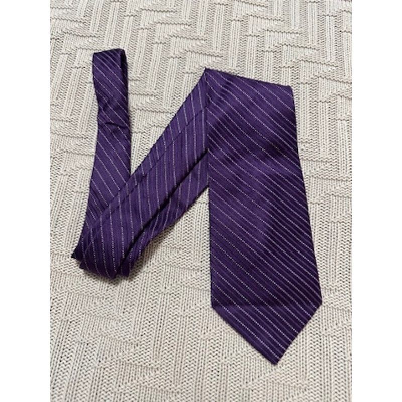 Calvin Klein Calvin Klein purple striped silk tie Size ONE SIZE - 1 Thumbnail