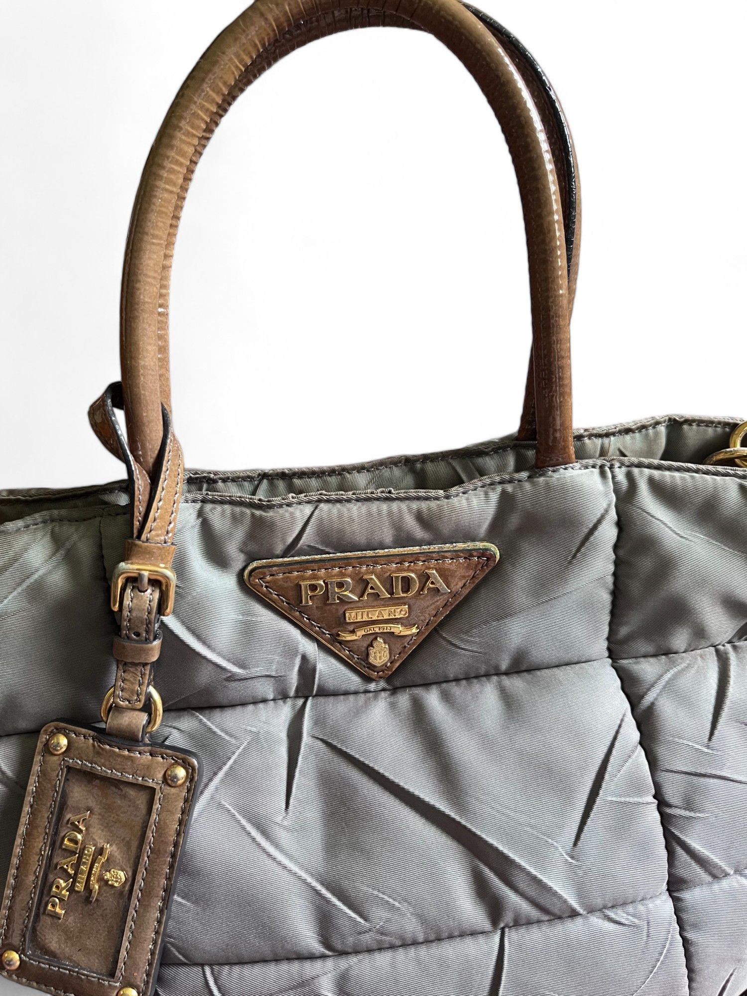 Prada Prada - Tessuto Crispy Nylon Peltro Handbag Shoulder Bag Size ONE SIZE - 3 Thumbnail