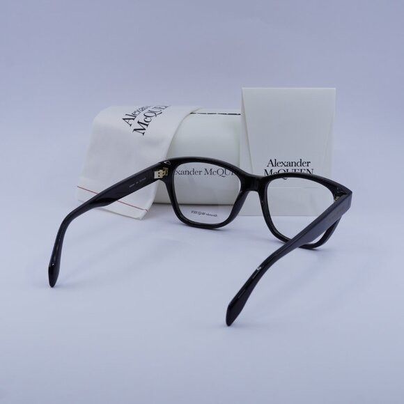 Alexander McQueen Alexander McQueen AM0306O 001 Eyeglasses Black 52mm Square Size ONE SIZE - 9 Thumbnail