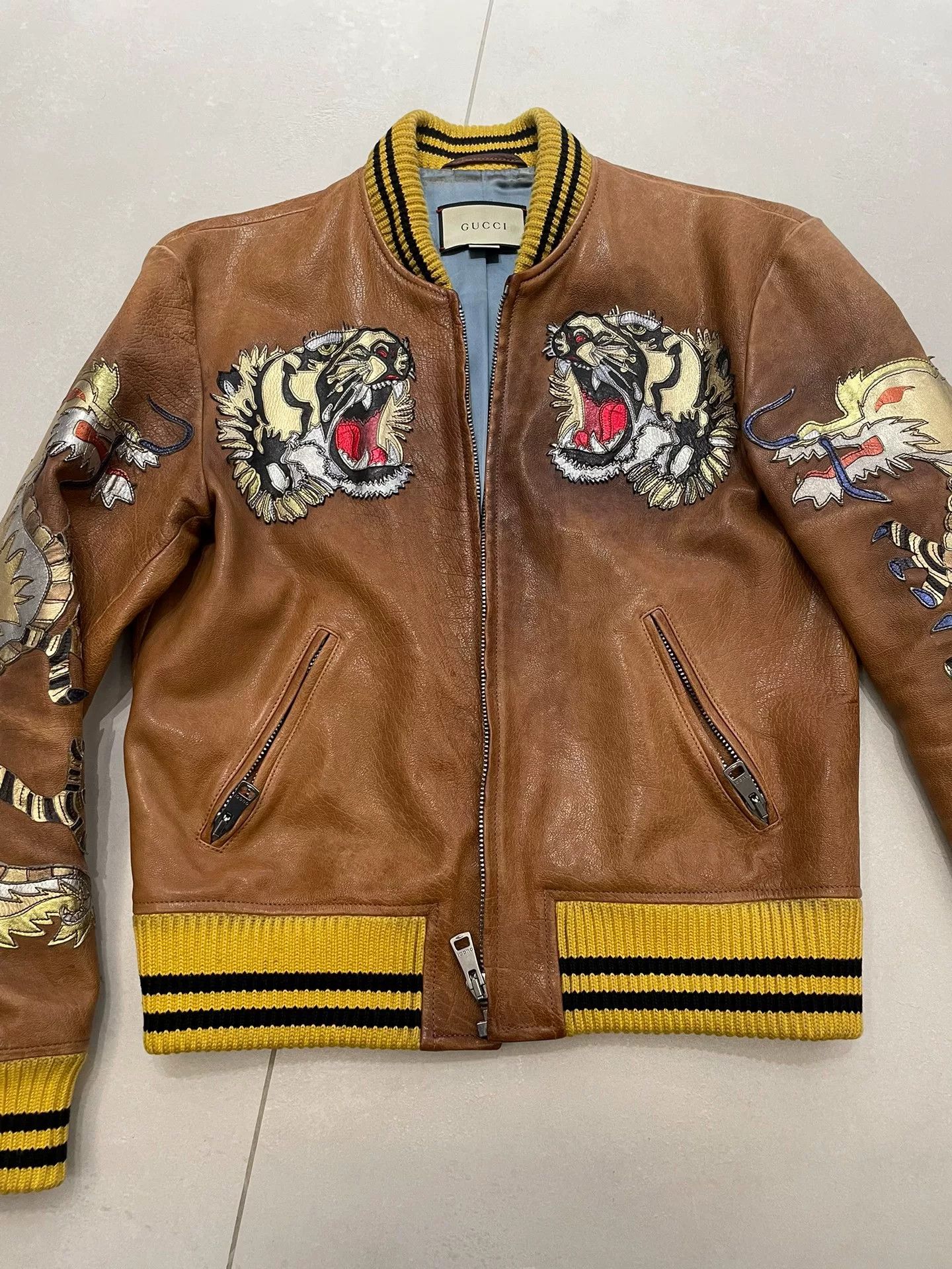 Gucci Gucci Embroidered Leather Jacket for Men Size US S / EU 44-46 / 1 - 1 Thumbnail