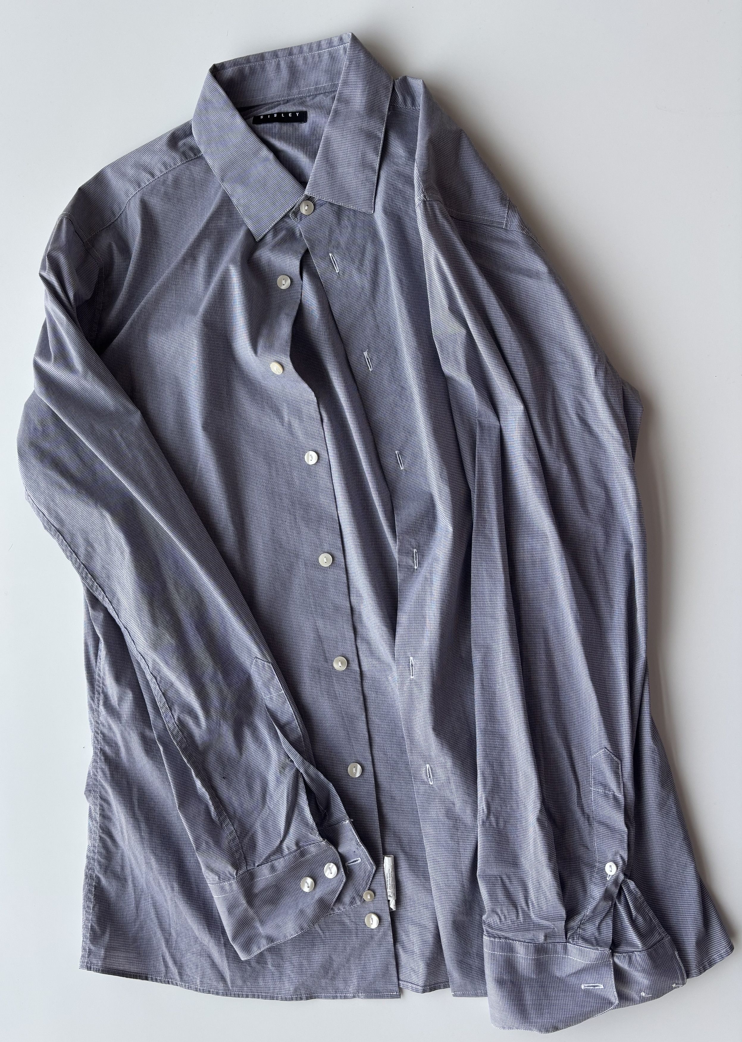 Sisley Micro-Check Dress Shirt Size US M / EU 48-50 / 2 - 1 Thumbnail