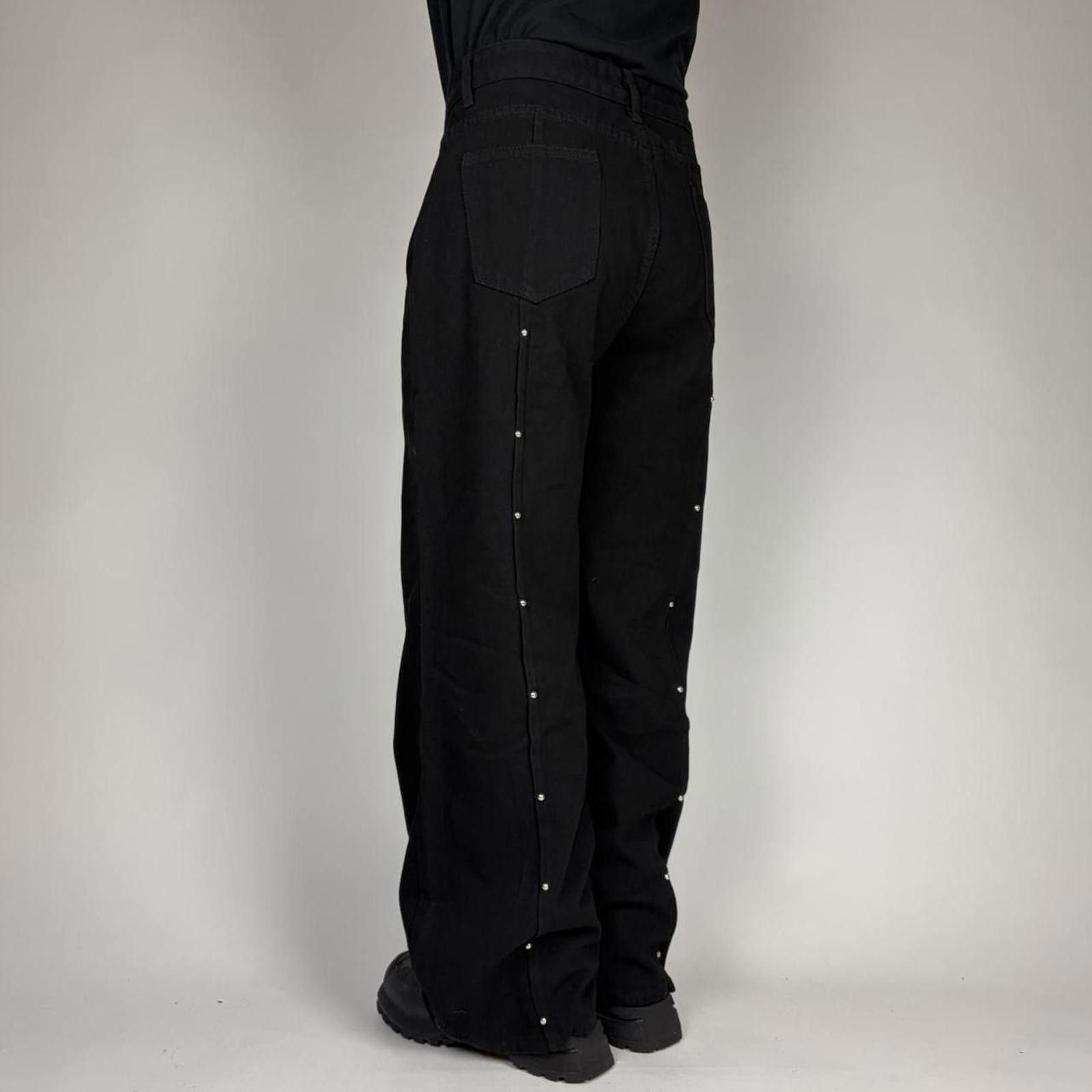 Other Black Studded Wide Leg Trousers Size US 30 / EU 46 - 4 Thumbnail