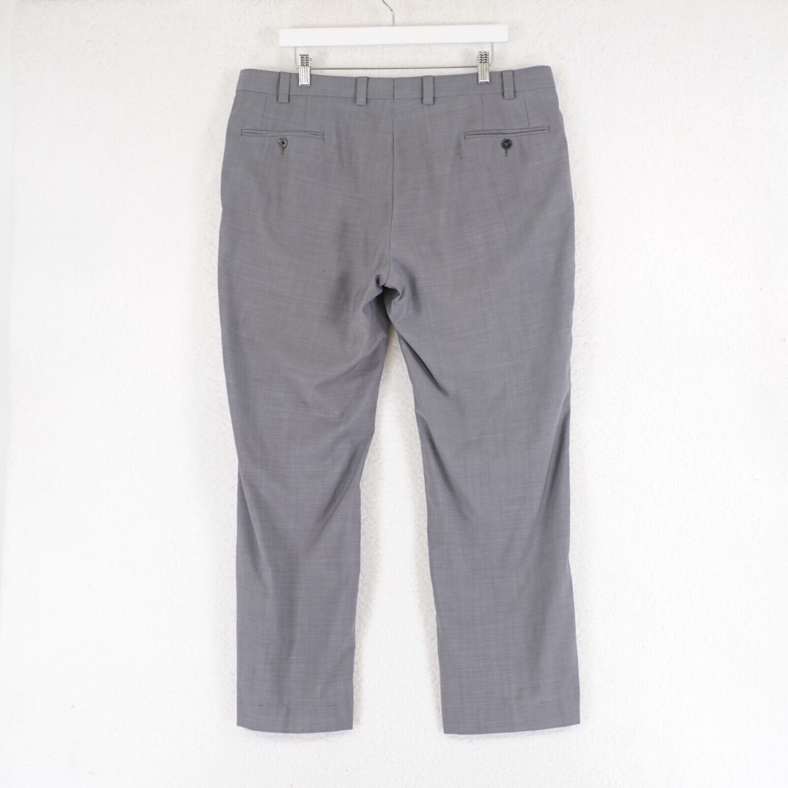 Calvin Klein DAMAGED Calvin Klein Birdseye Gray Wool Flat Front Dress Pan Size 38R - 4 Thumbnail