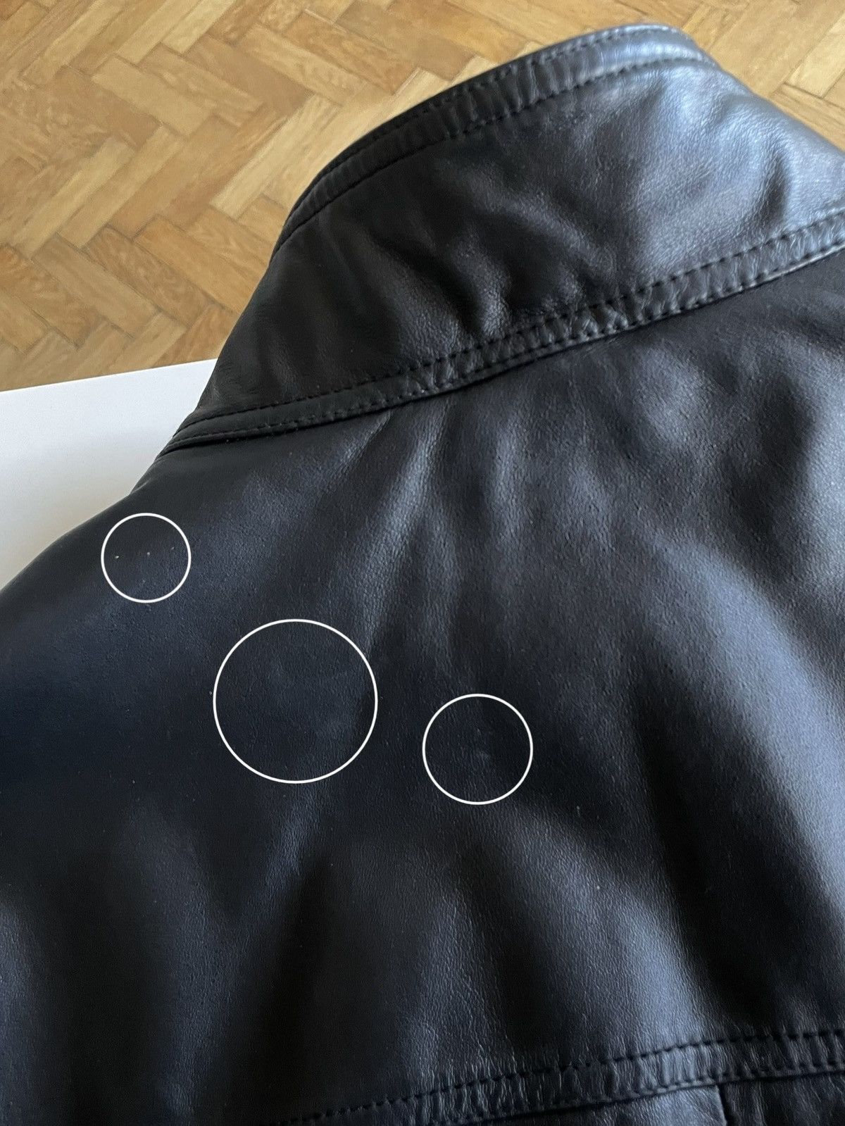 Marks & Spencer Black Leather Bomber / A Jacket Size US XL / EU 56 / 4 - 11 Thumbnail