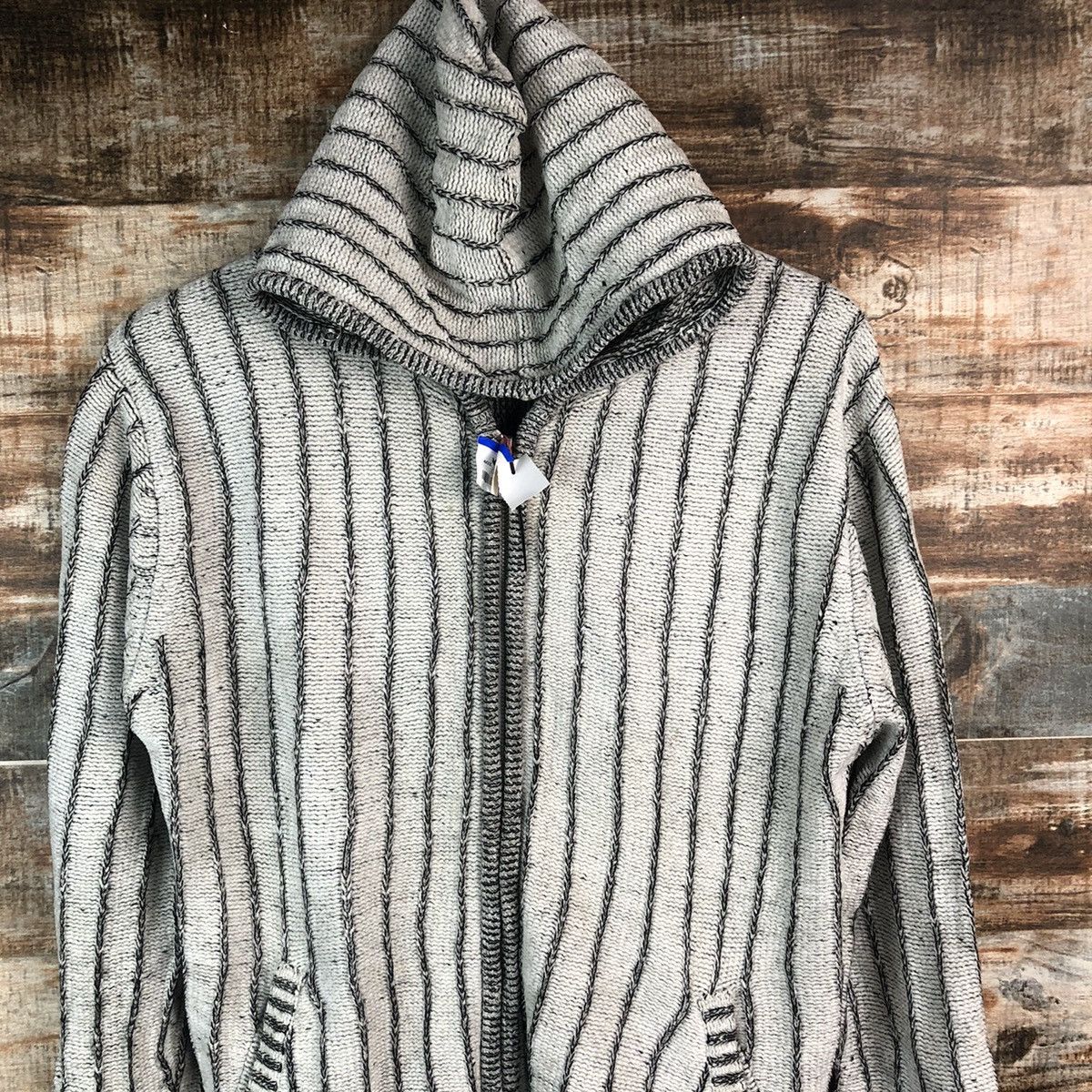Homespun Knitwear DL Foravi White stripe sweater Hoodie Knitwear #C497 Size US M / EU 48-50 / 2 - 5 Thumbnail