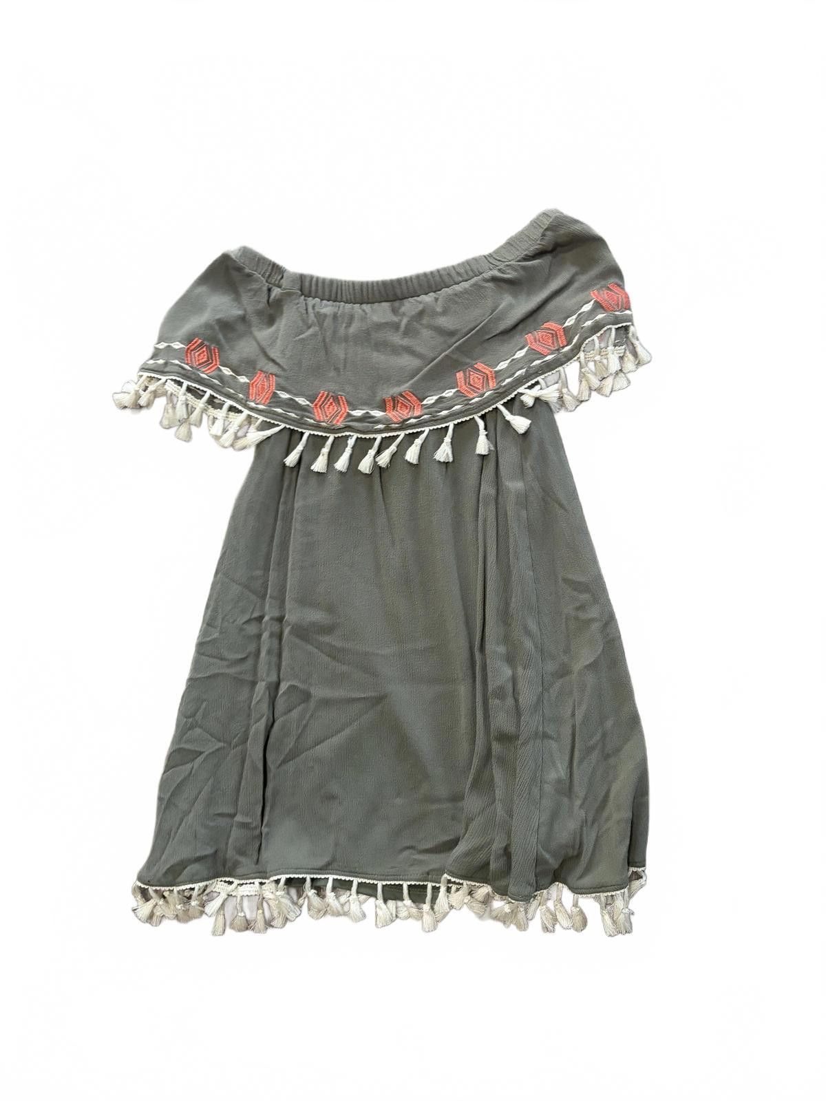 Other MIAMI Off-Shoulder Tassel Trim Dress w Embroidered Detail XS Size ONE SIZE - 1 Thumbnail