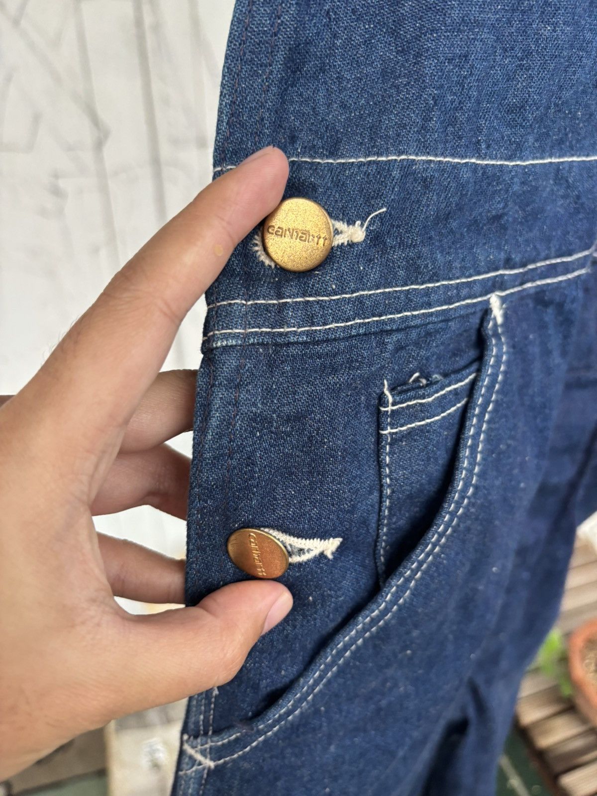 Carhartt × Vintage Vintage 1990’s-1980’s Carhartt Denim Bib Overall Size 28x32 Size US S / EU 44-46 / 1 - 8 Thumbnail