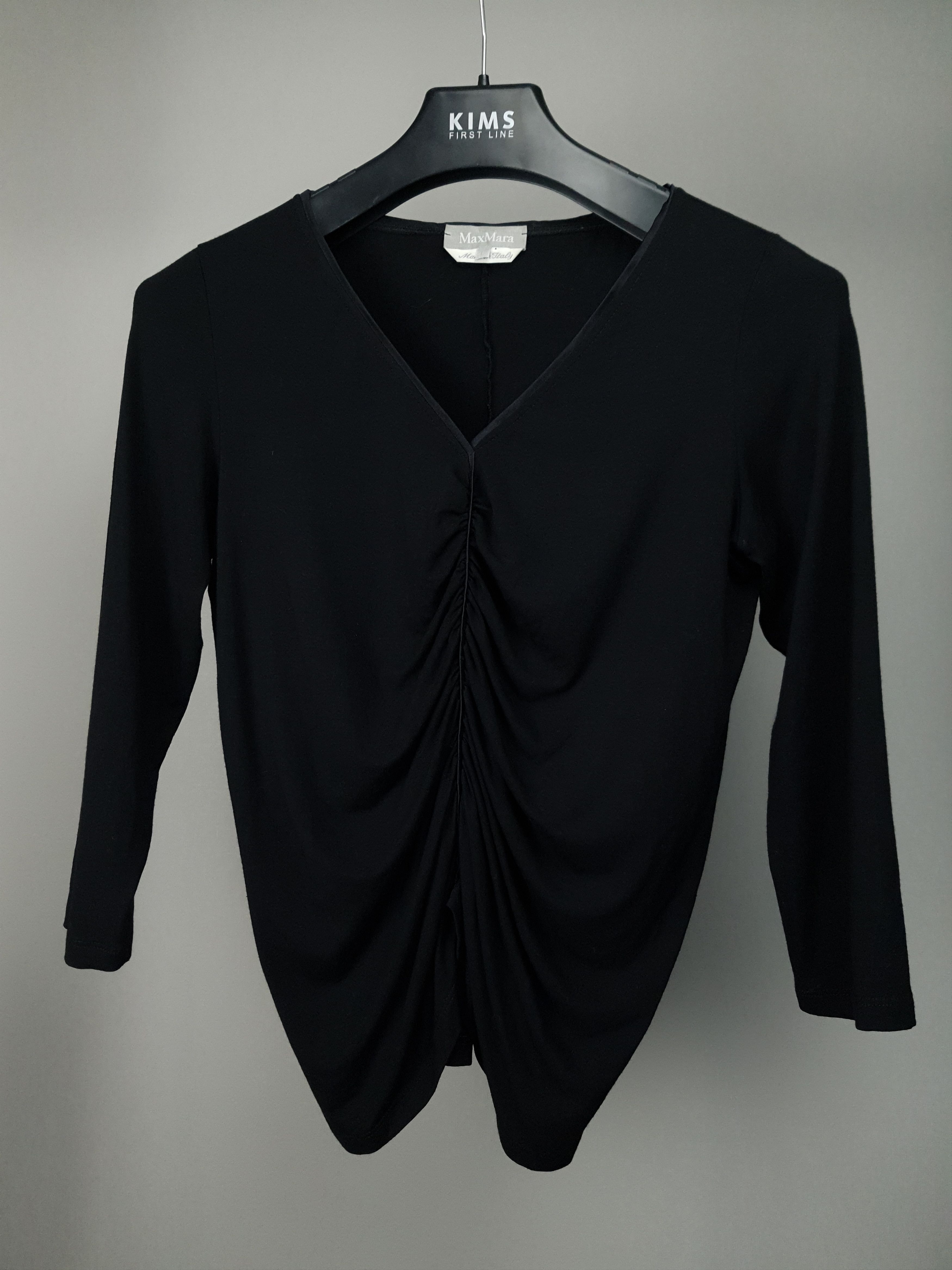 Designer × Max Mara RARE Vintage Max Mara V-Neck Blouse with Pulled Pleats Size M / US 6-8 / IT 42-44 - 2 Thumbnail