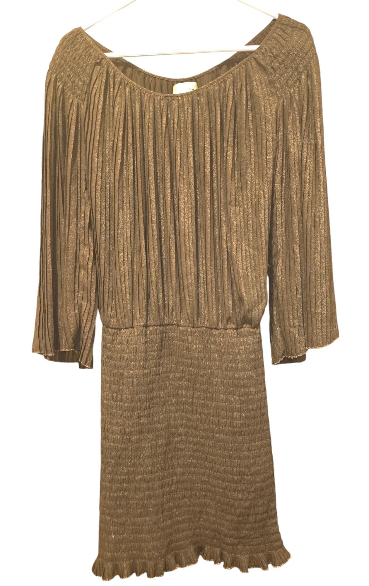 Designer Elegant Black Pleated Dress with Dramatic Sleeves Size M / US 6-8 / IT 42-44 - 3 Thumbnail