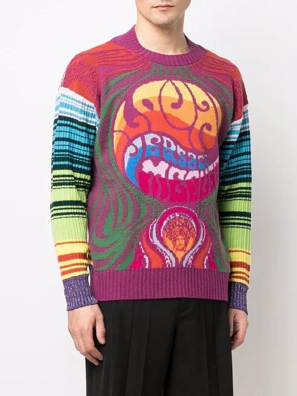 Versace o1y0525 Logo Crewneck Sweater in Multicolor Size US S / EU 44-46 / 1 - 3 Thumbnail