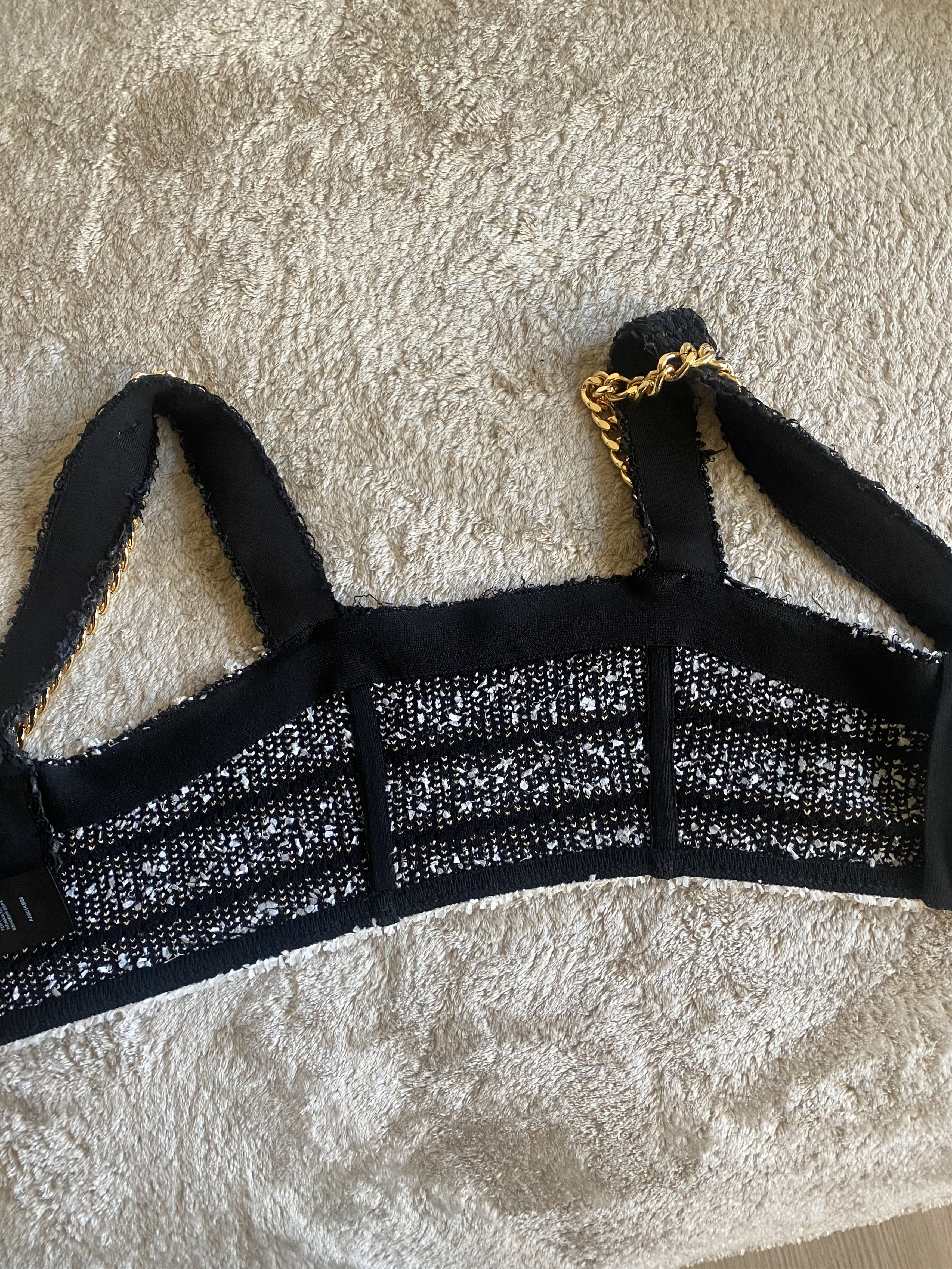 Balmain Balmain Tweed Crop Top with Chain Straps Size XS / US 0-2 / IT 36-38 - 6 Thumbnail