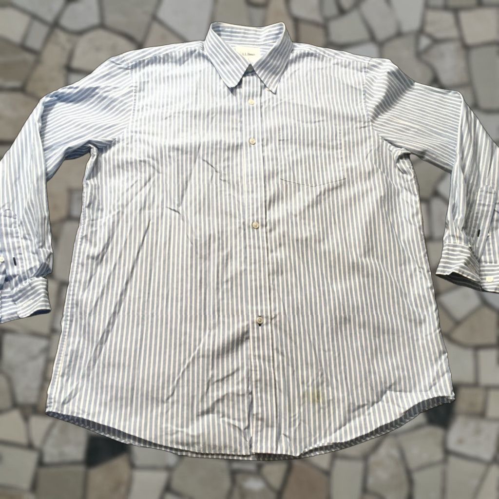 Vintage LL Bean Shirt Mens L Blue Striped Long Sleeve Collared Button Down Cotton Size US L / EU 52-54 / 3 - 1 Thumbnail