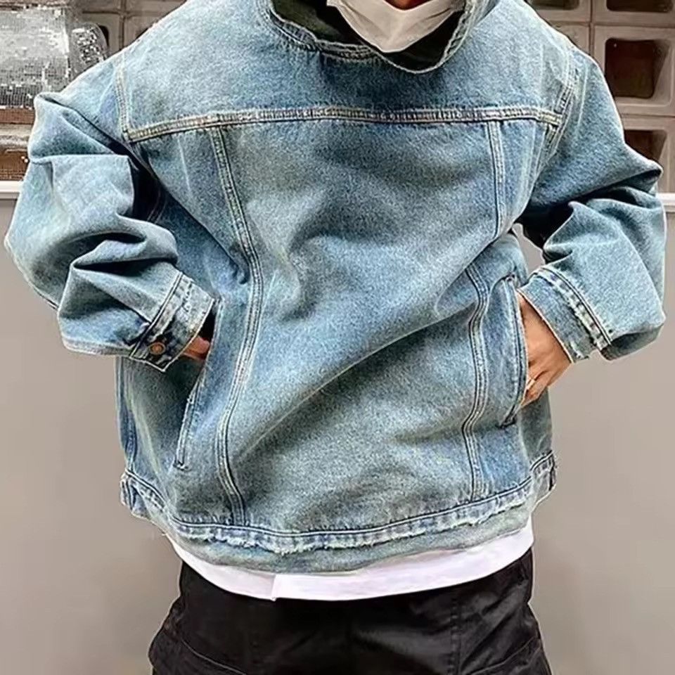 Denim Jacket with Hoodie Streetwear Style Casual