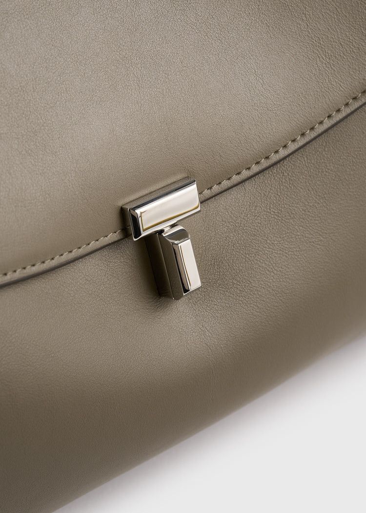 Toteme os11x0726 Size: OS / T-Lock Leather Satchel Bag in Taupe Size ONE SIZE - 5 Thumbnail