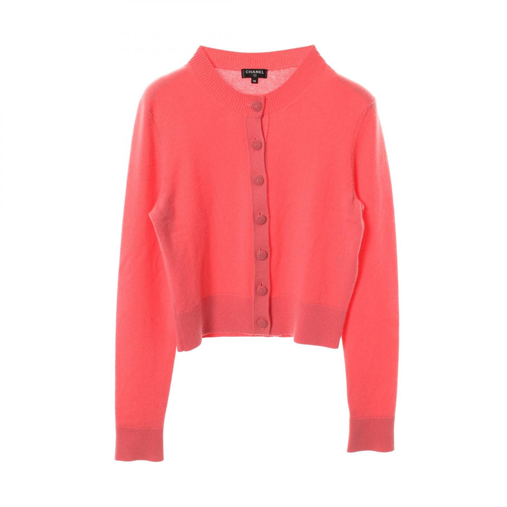 Chanel Chanel CHANEL Logo Button Cashmere Cardigan Textile Tops DUTY FREE for USA Size ONE SIZE - 1 Thumbnail
