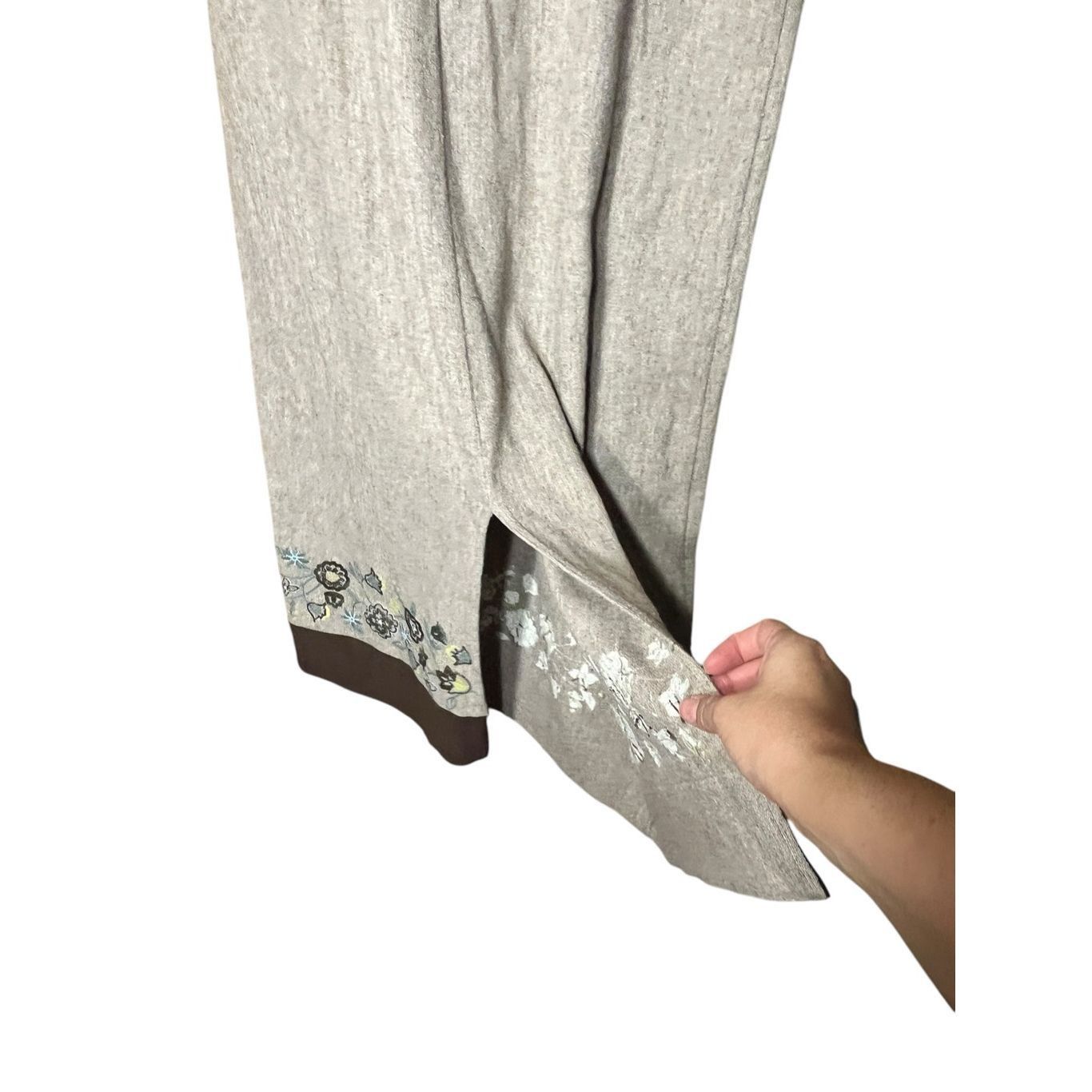 Other J Jill Medium Wool Dress Embroidered Hem Midi Tan Brown Mode Size M / US 6-8 / IT 42-44 - 6 Thumbnail