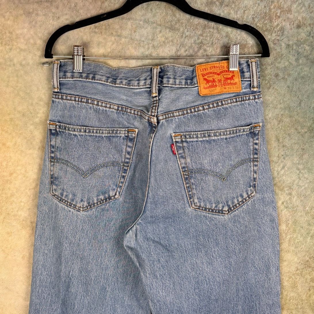 Levi's × Vintage VTG Y2K Levis 550 Denim Jeans Sz 33x34 Blue Straight Leg Size US 33 - 3 Thumbnail