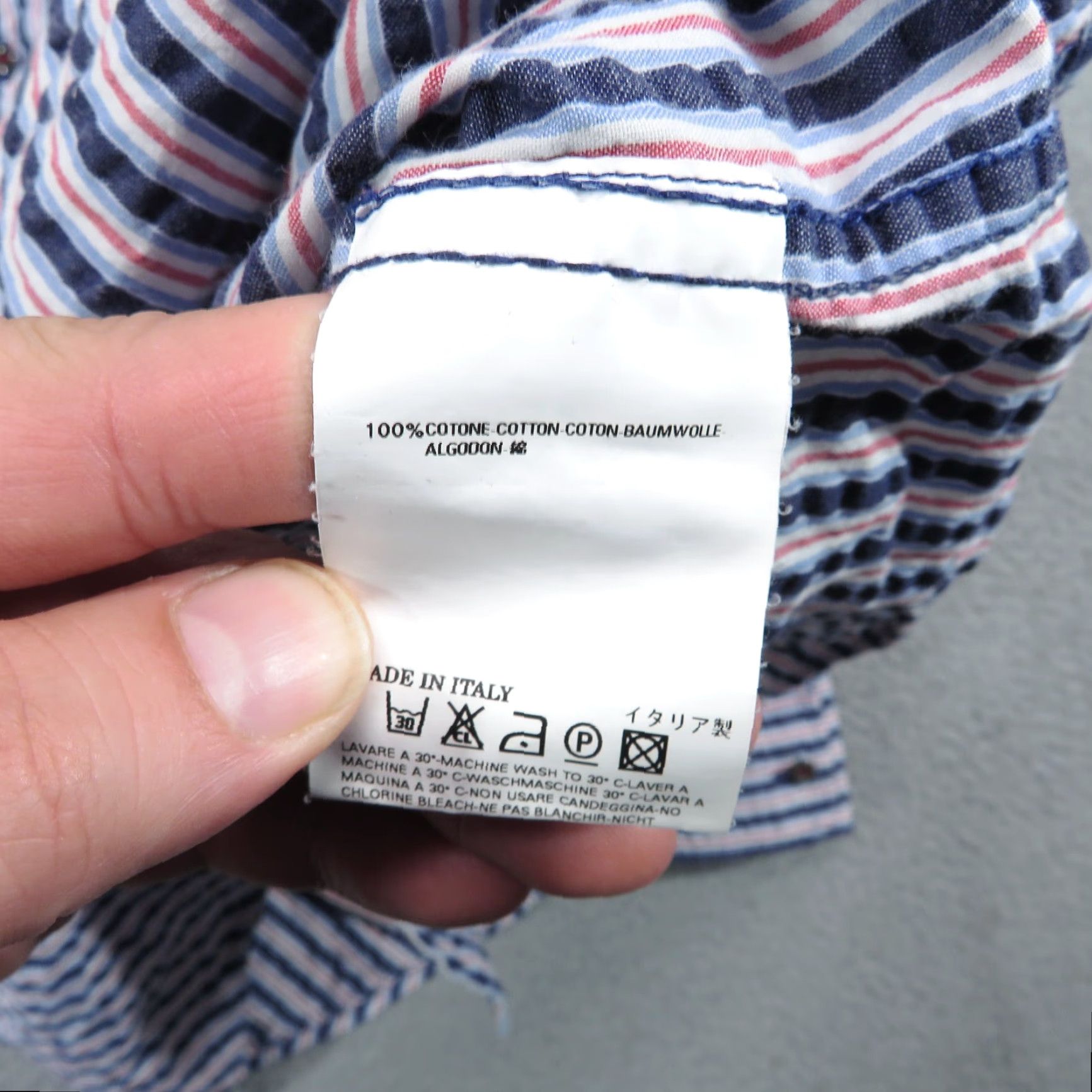 Dsquared2 Dsquared2 Shirt Mens 50 Large Blue Red White Seersucker Textured Button Luxury Size US L / EU 52-54 / 3 - 5 Thumbnail