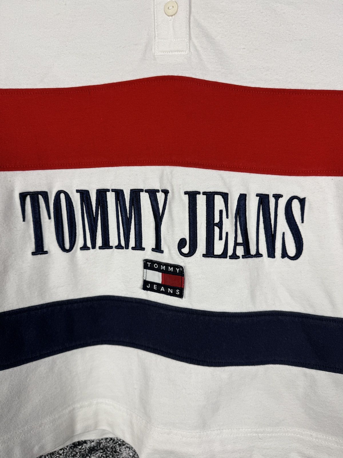 Tommy Jeans Tommy Jeans Long Sleeve Polo Shirt Rugby Style Big Logo Sz S Size S / US 4 / IT 40 - 4 Thumbnail