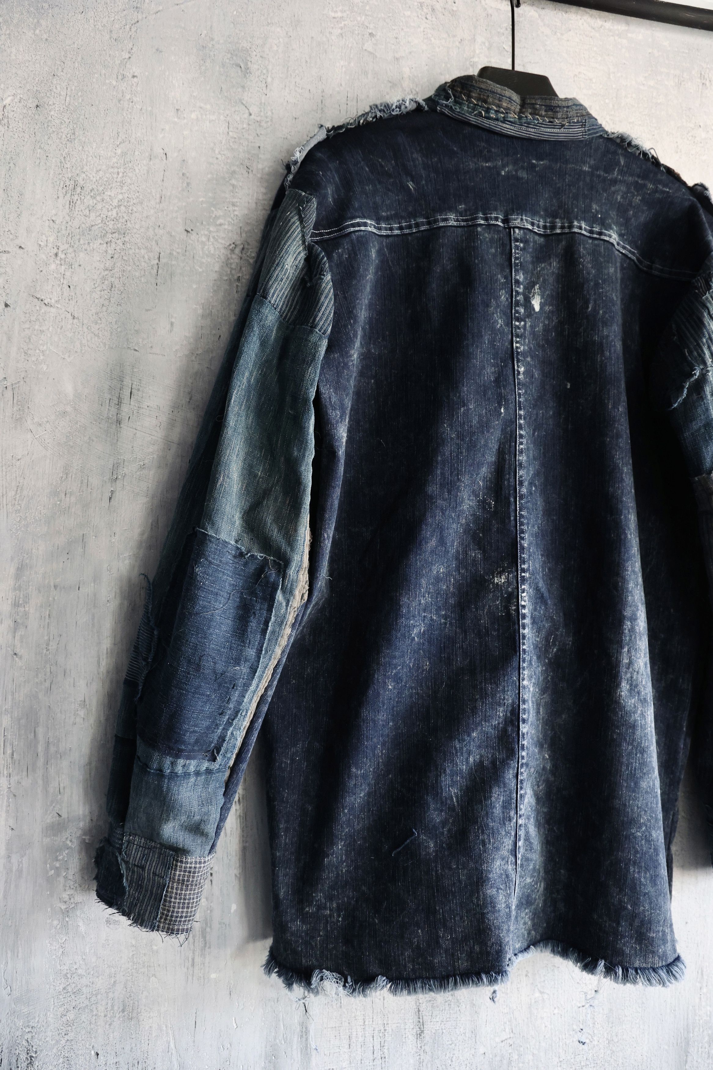 Hana Indigo Washed denim shirt assembly with Boro vintage japan fabric Size US M / EU 48-50 / 2 - 7 Thumbnail