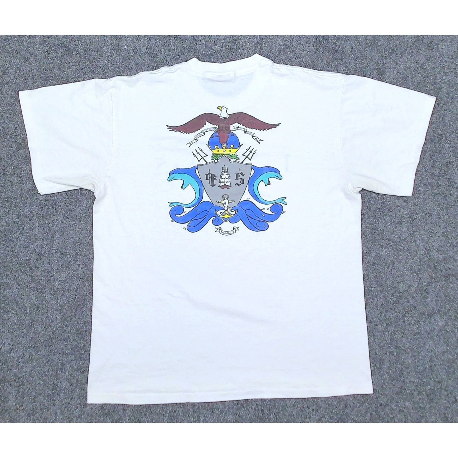 Vintage Vintage 1995 USMMA "KPS" Crest Tee - Oneita Power 50 Tag Size US XL / EU 56 / 4 - 4 Thumbnail