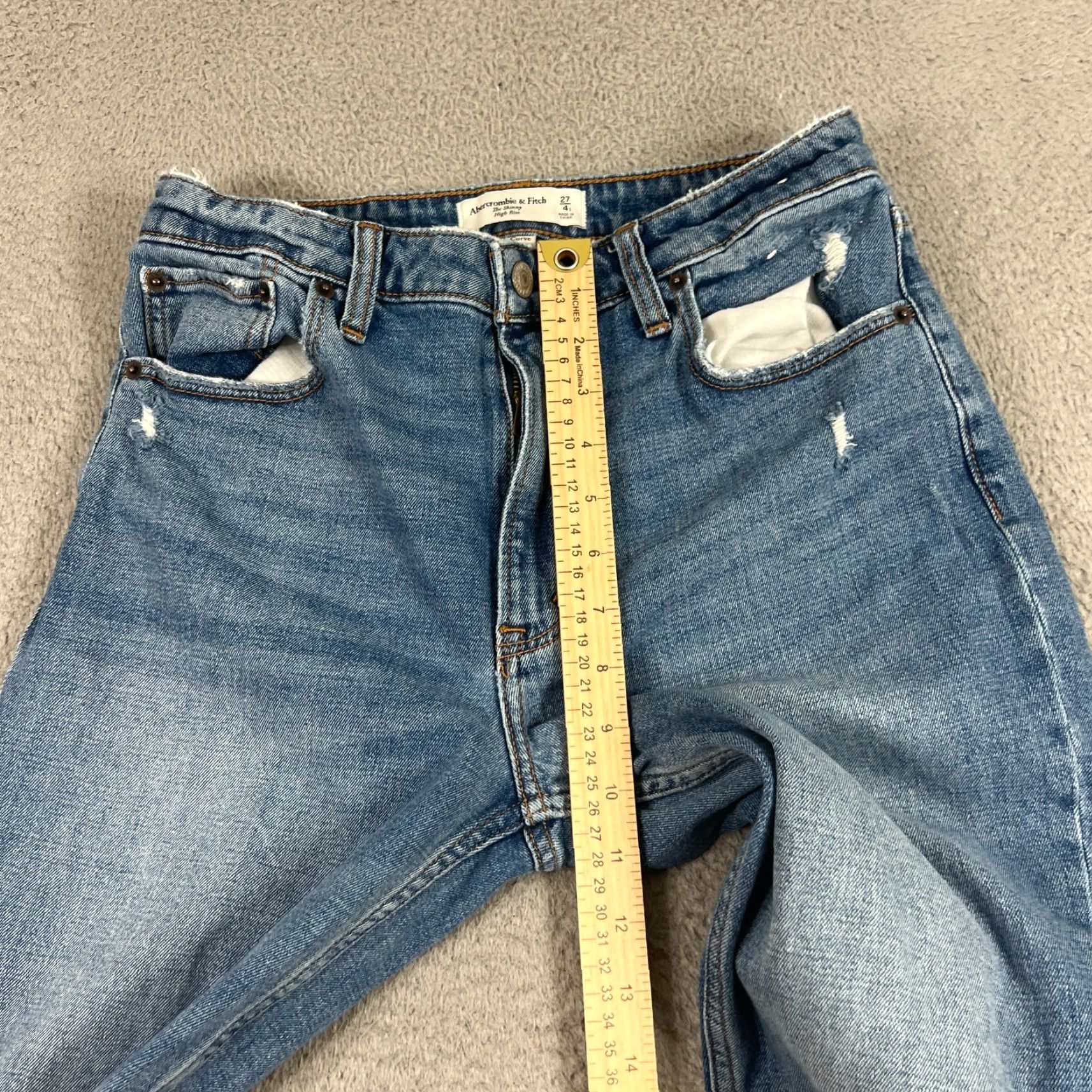 Abercrombie & Fitch Abercrombie & Fitch Womens Jeans 4s Blue Denim The Skinny High Rise QR? Size 27" / US 4 / IT 40 - 4 Thumbnail