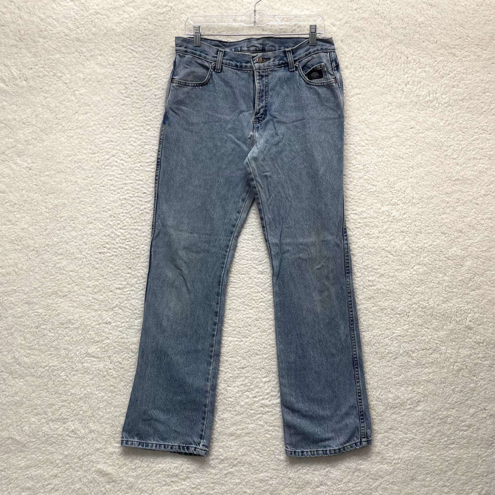 Harley Davidson VINTAGE Harley Davidson Jeans Bootcut Tall Womens 12 Long Light Wash Mid Rise Blue 1990s Mens? Size 34" / US 12 / IT 48 - 2 Thumbnail