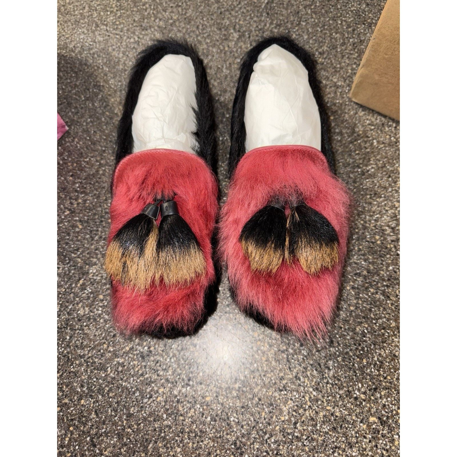 Prada PRADA RUNWAY GOAT SLIPPER SHOES FUR BLACK RED NIB Size 38 Size US 8 / IT 38 - 1 Thumbnail