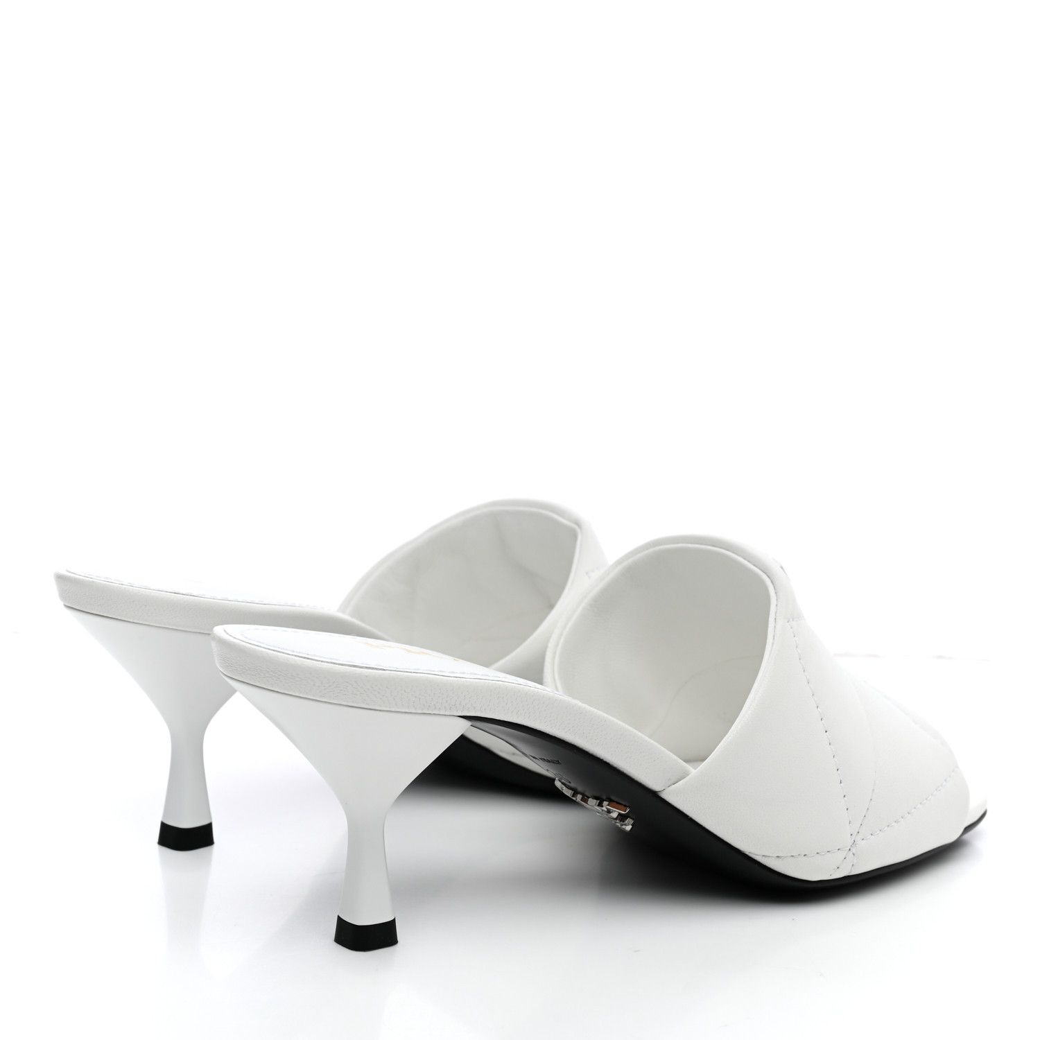 Prada oc11z0625 Quilted Nappa Leather Heeled Sandals in White Size US 8 / IT 38 - 5 Thumbnail