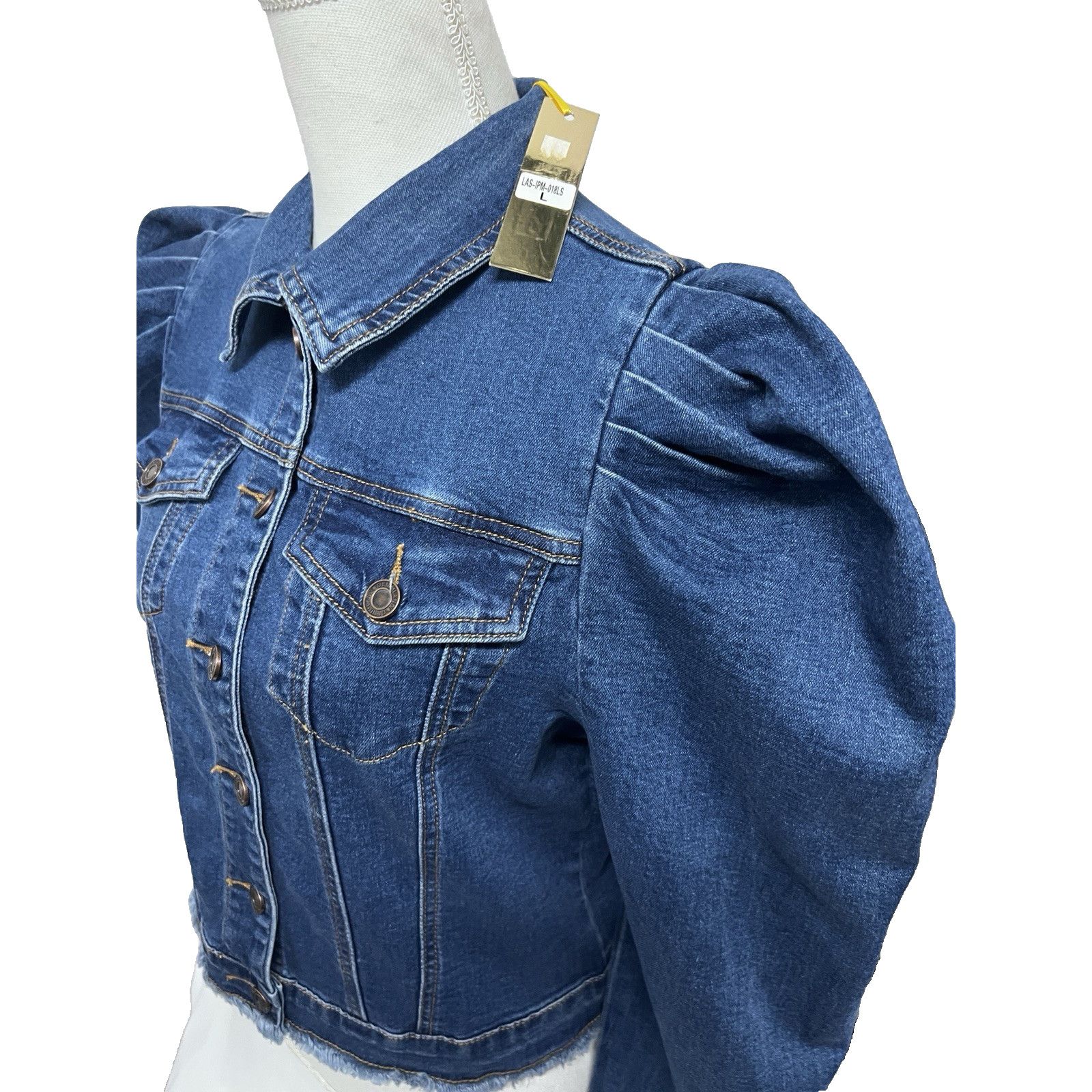 Other Blue Denim Short Button Up Jacket Large Embellish Bling New Size L / US 10 / IT 46 - 5 Thumbnail