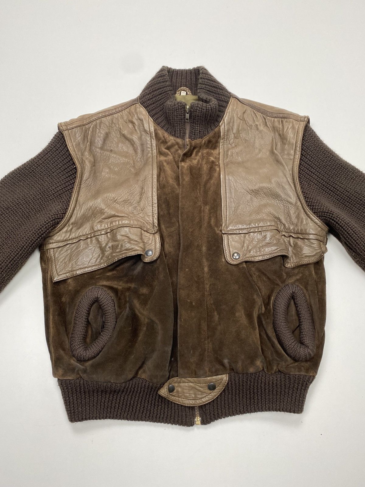 Vintage Dressco Brown 48 Vintage Leather Wool Jacket for Men Size US M / EU 48-50 / 2 - 2 Thumbnail