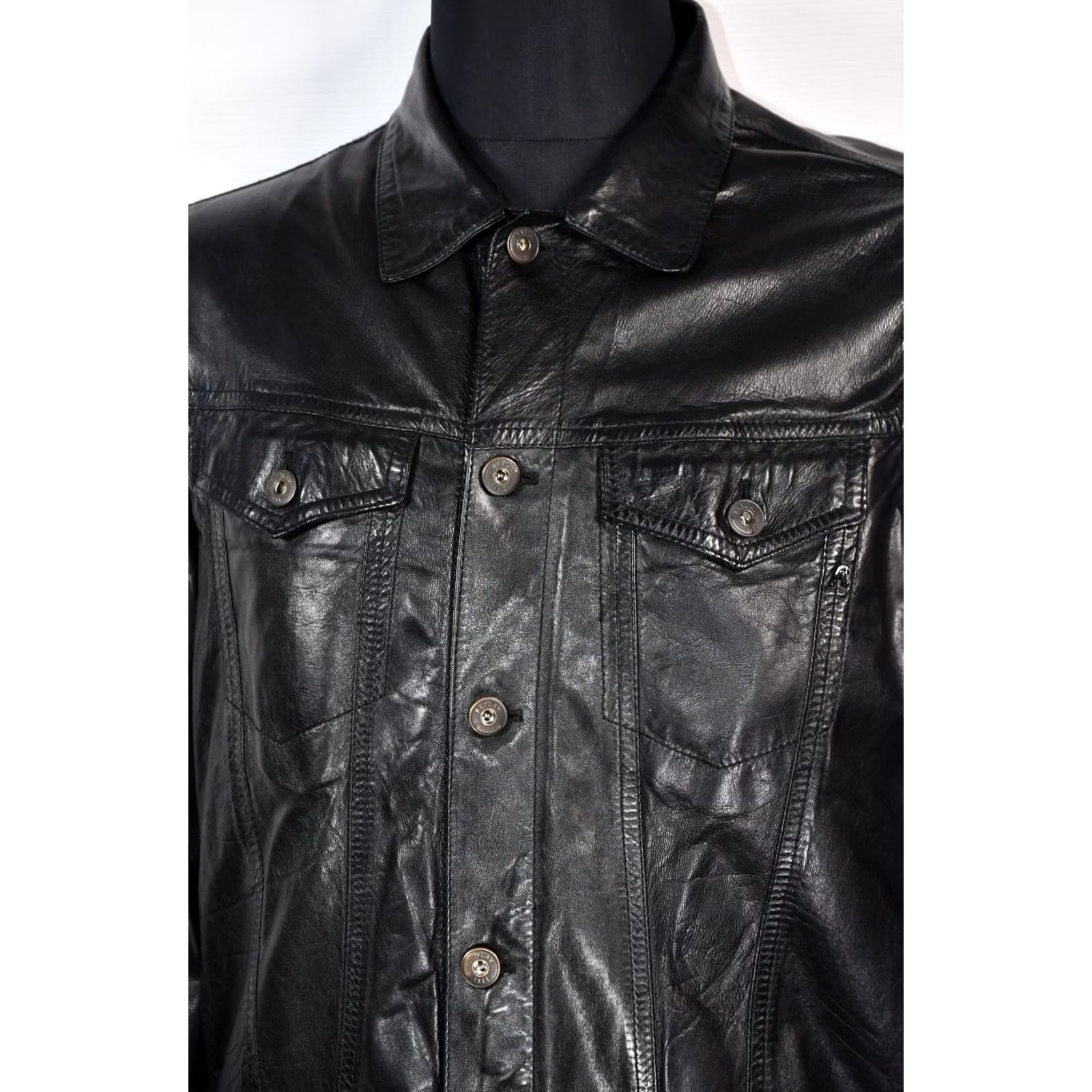 Replay REPLAY Trucker Jacket Mens 2XL Leather Black Button Casual Vintage No Size US XXL / EU 58 / 5 - 5 Thumbnail