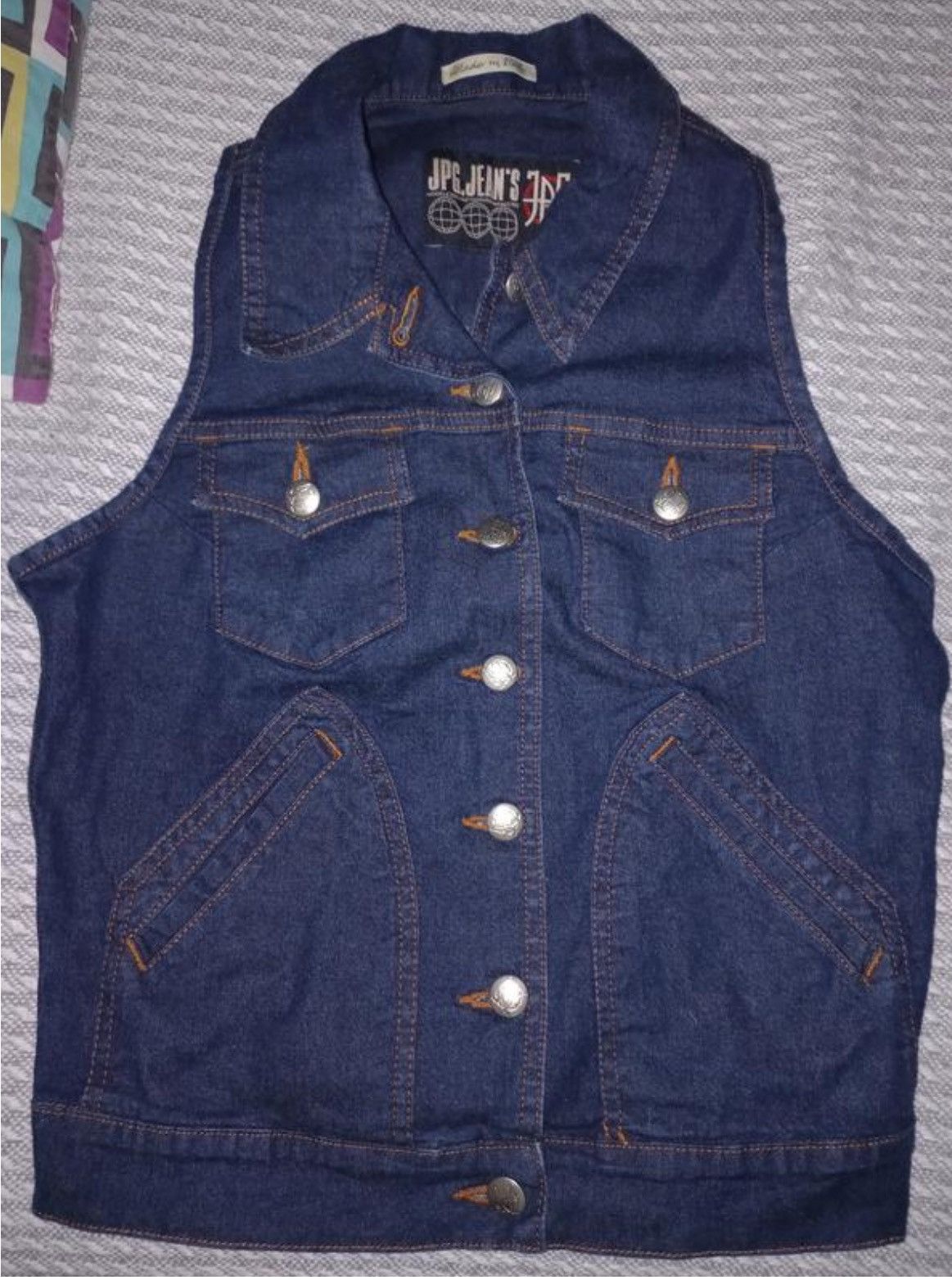 Gaultier Homme Objet × Jean Paul Gaultier RARE 90's JEAN PAUL GAULTIER Italy JPG Jeans Blue Denim Vest Button Gilet Jacket Size XS / US 0-2 / IT 36-38 - 1 Thumbnail