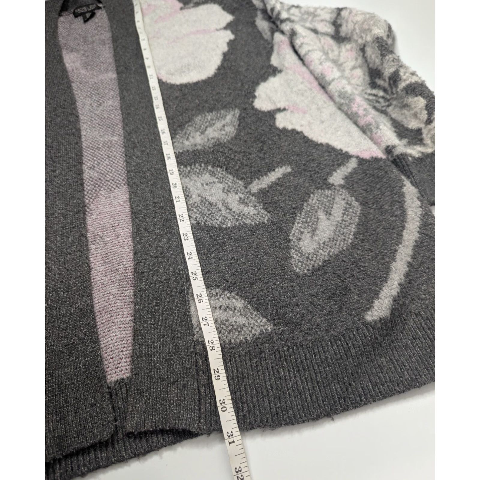 Rachel Zoe RACHEL ZOE Cardigan Women's Large Floral Oversized Knit Sweater - Open Front, Long Sleeve, Gray, 3-4 Season, Relaxed Fit, Machine Washable Size L / US 10 / IT 46 - 6 Thumbnail