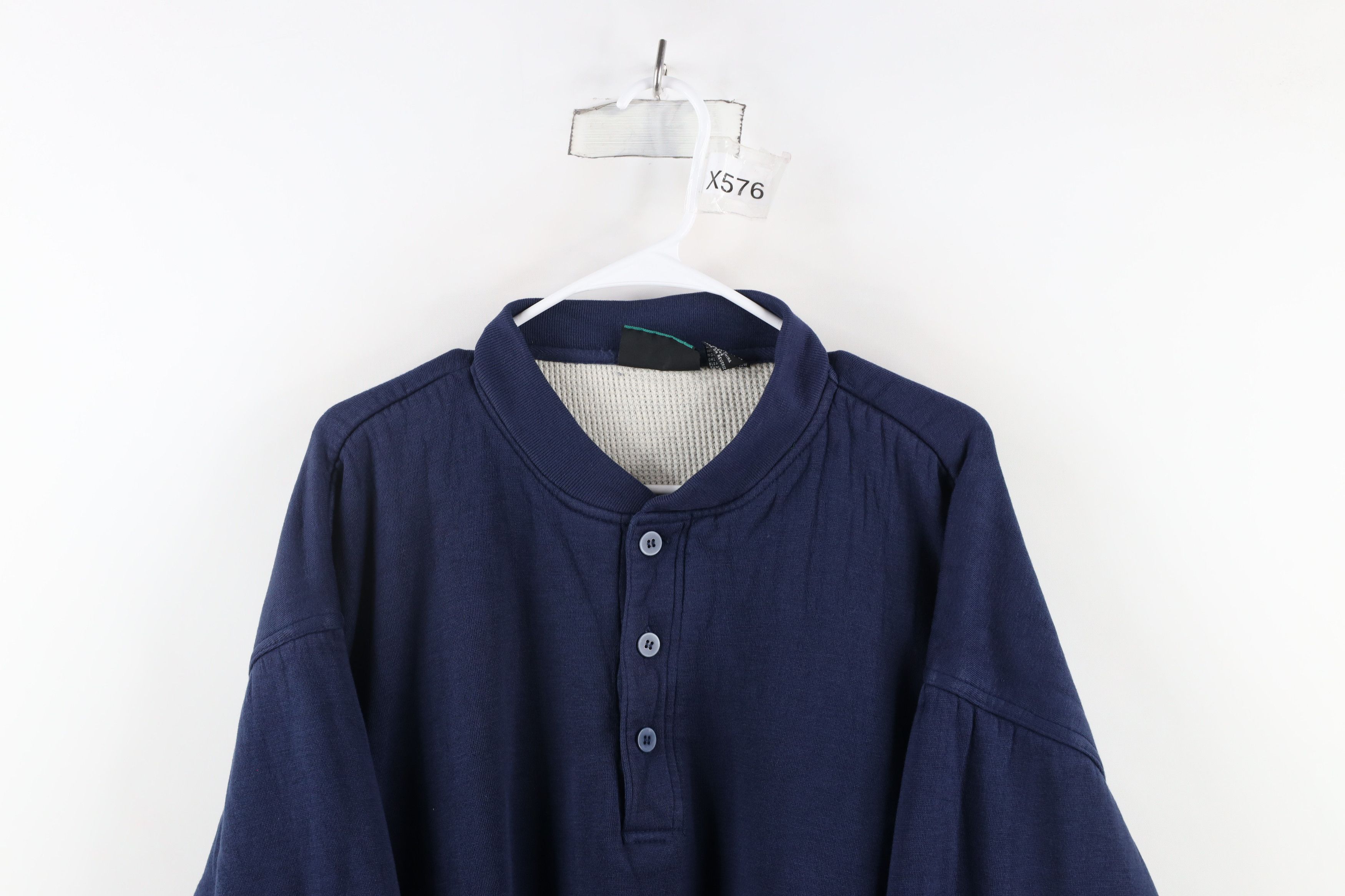 Vintage Vintage 90s Streetwear Thermal Waffle Knit Lined Sweatshirt Size US XL / EU 56 / 4 - 2 Thumbnail