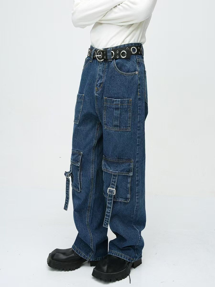 Japanese Brand × Jean Heavyweight Vintage Multi-Pocket Loose Fit Work Jeans Size US 32 / EU 48 - 4 Thumbnail