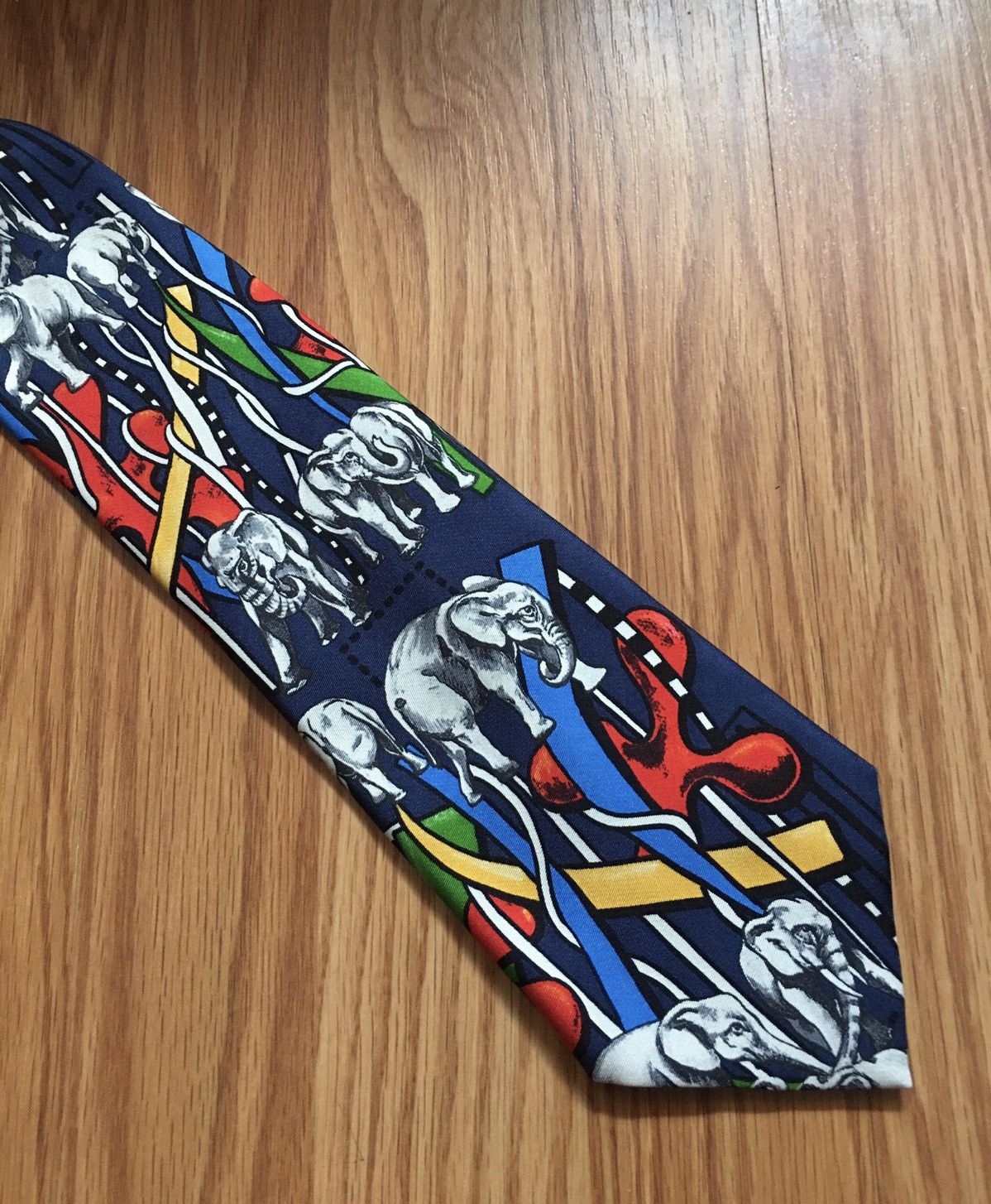 Designer Rolf Knie LEHNER Elephant Design Print Silk Mens Tie Size ONE SIZE - 1 Thumbnail