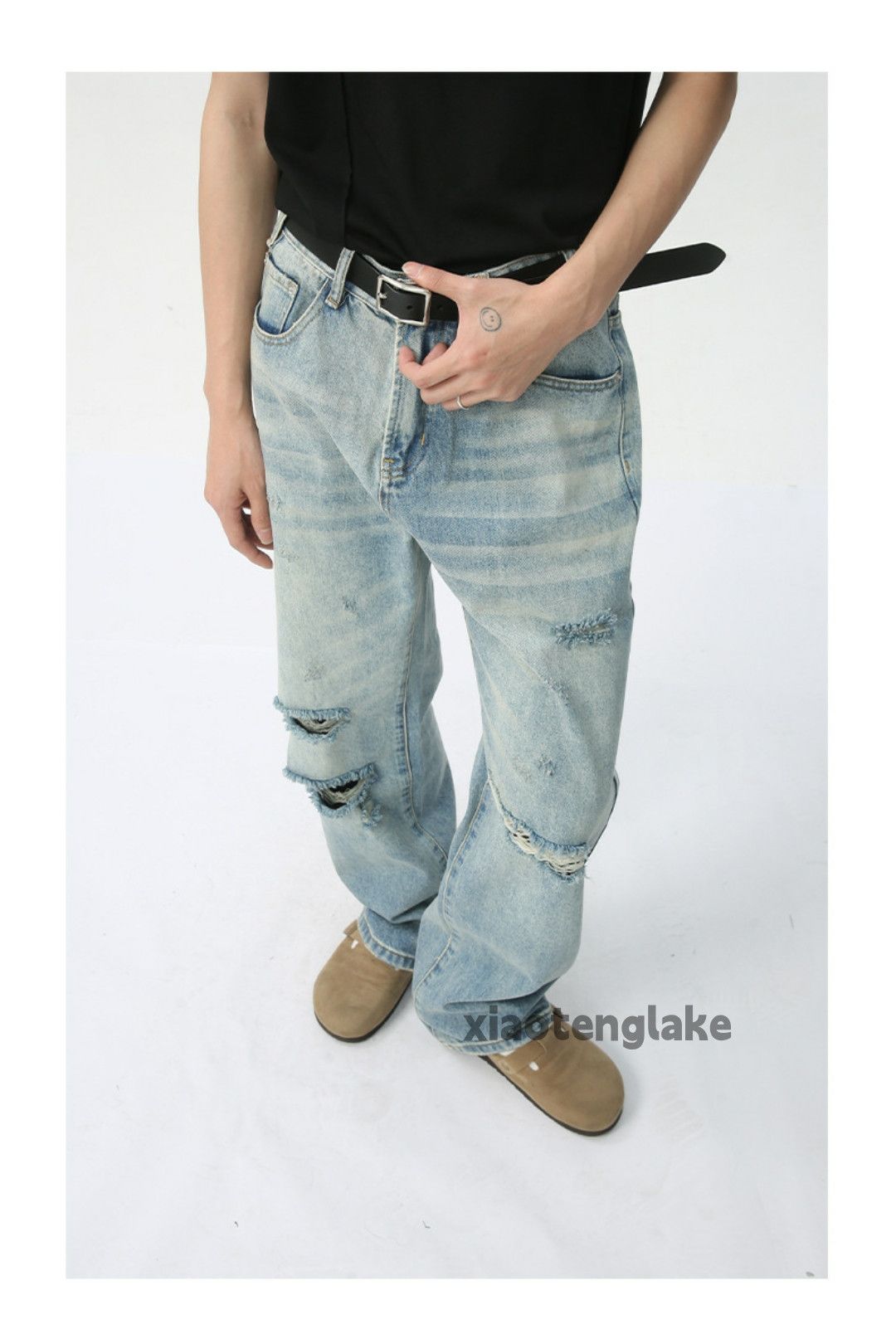 Jean × Vintage washed faded skate hiphop damaged ripped jeans Size US 33 - 9 Thumbnail