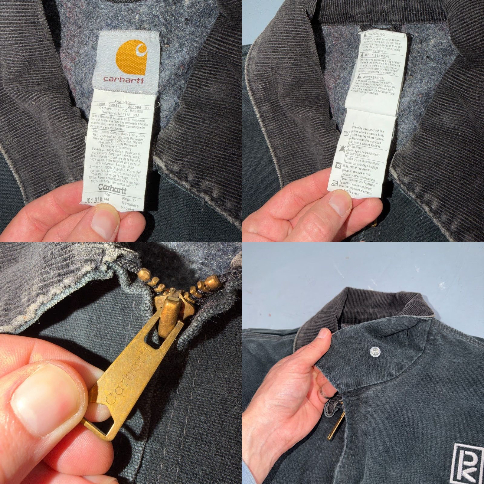Carhartt VINTAGE Carhartt J97 Detroit Jacket Mens 46 Black Lined Blanket Workwear Zip Full Zip Casual Winter 90s Grunge USA Jacket Size US S / EU 44-46 / 1 - 8 Thumbnail