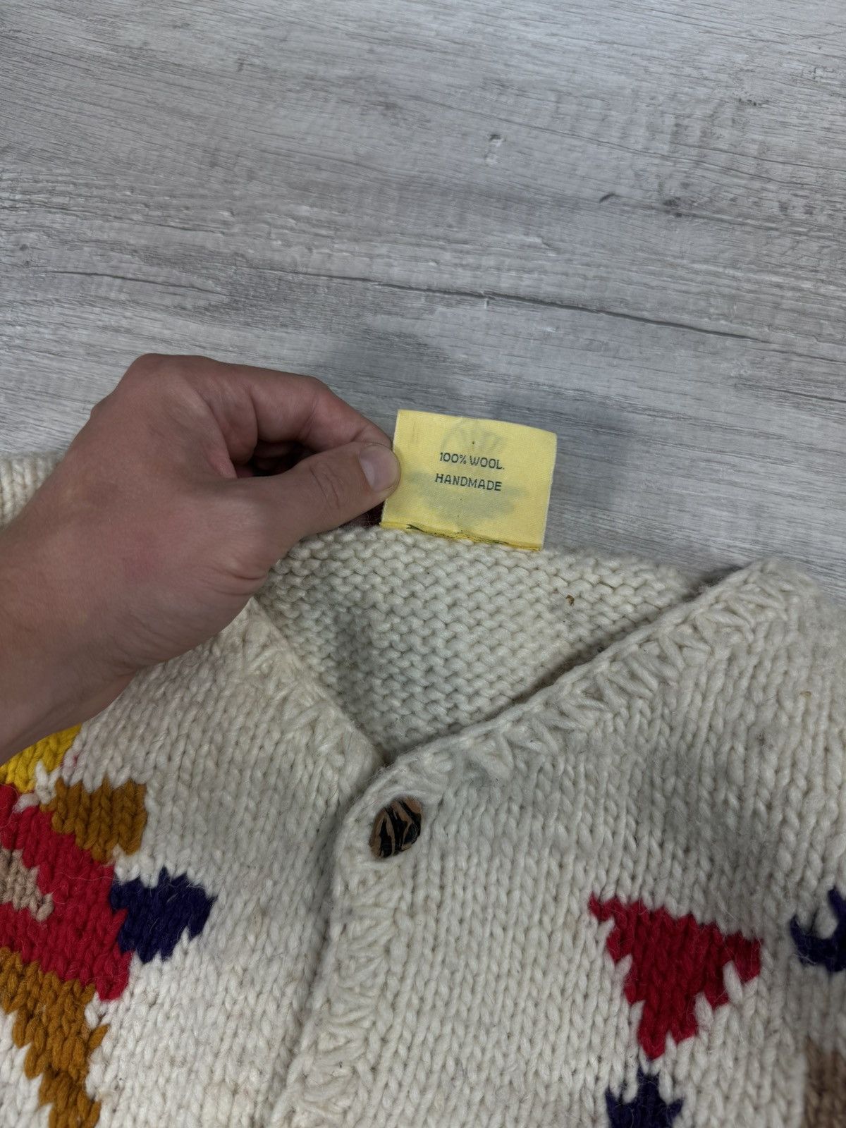 Handmade Pachamama Vintage Handmade Knitted Wool Patterned Cardigan Size US L / EU 52-54 / 3 - 7 Thumbnail