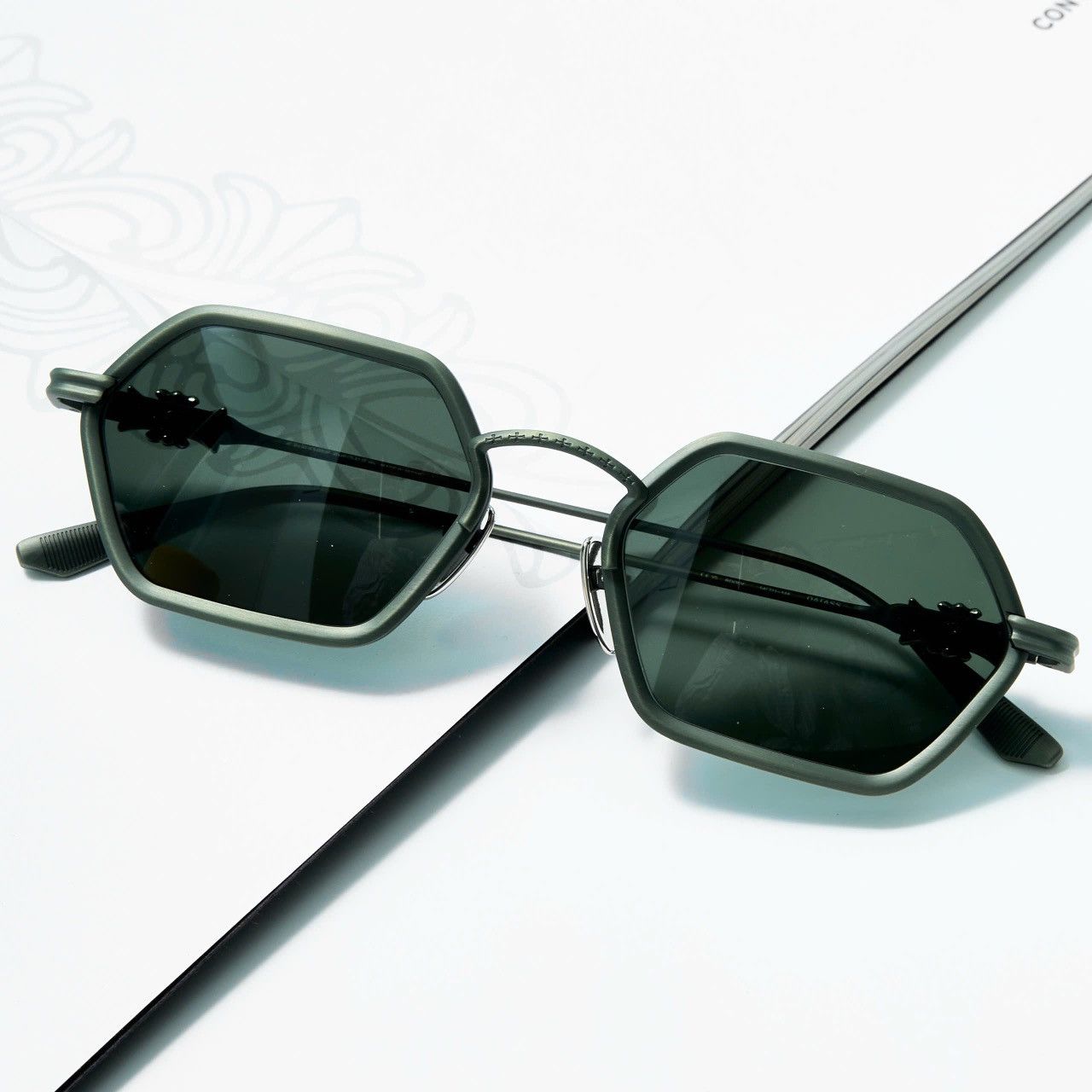 CHROME HEARTS DATASS BRUSHED DARK OLIVE SUNGLASSES
