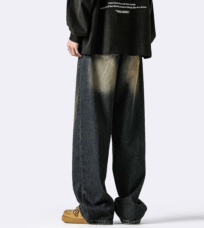 Japanese Brand Men's retro distressed washed loose straight casual jeans Size US 32 / EU 48 - 5 Thumbnail