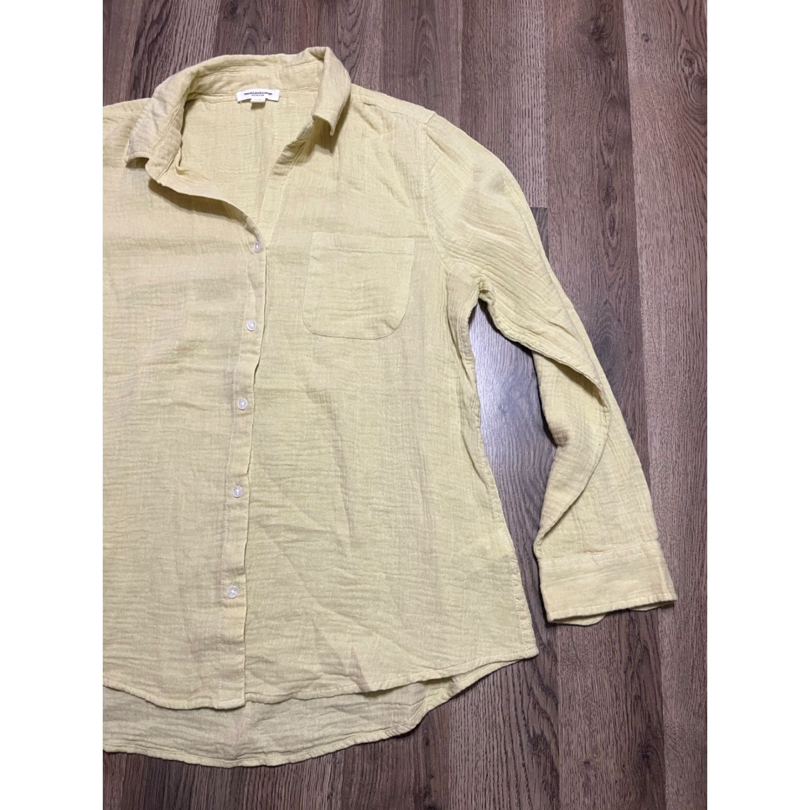 Vintage Beachlunchlounge Shirt Women Large Yellow Button-Up Long Sleeve Size L / US 10 / IT 46 - 4 Thumbnail